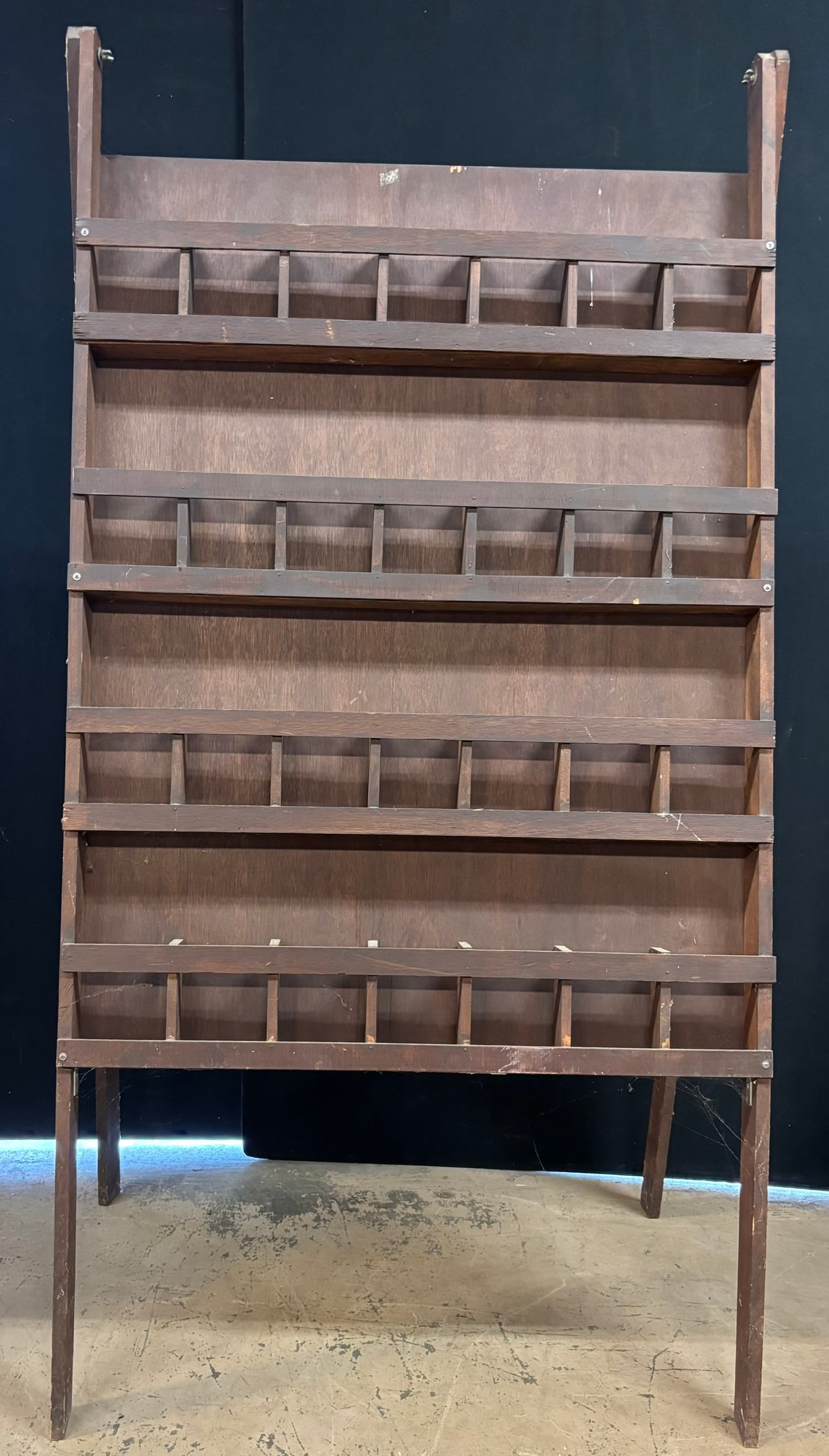 50s 28 Slot Original Wooden Gas Station Map Cabinet Display: SEE ALL PHOTOS. Wear as shown.