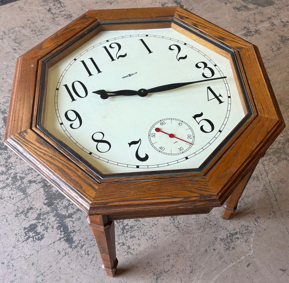 Howard Miller Original Clock Wooden Coffee Side Table: SEE ALL PHOTOS. Wear as shown.