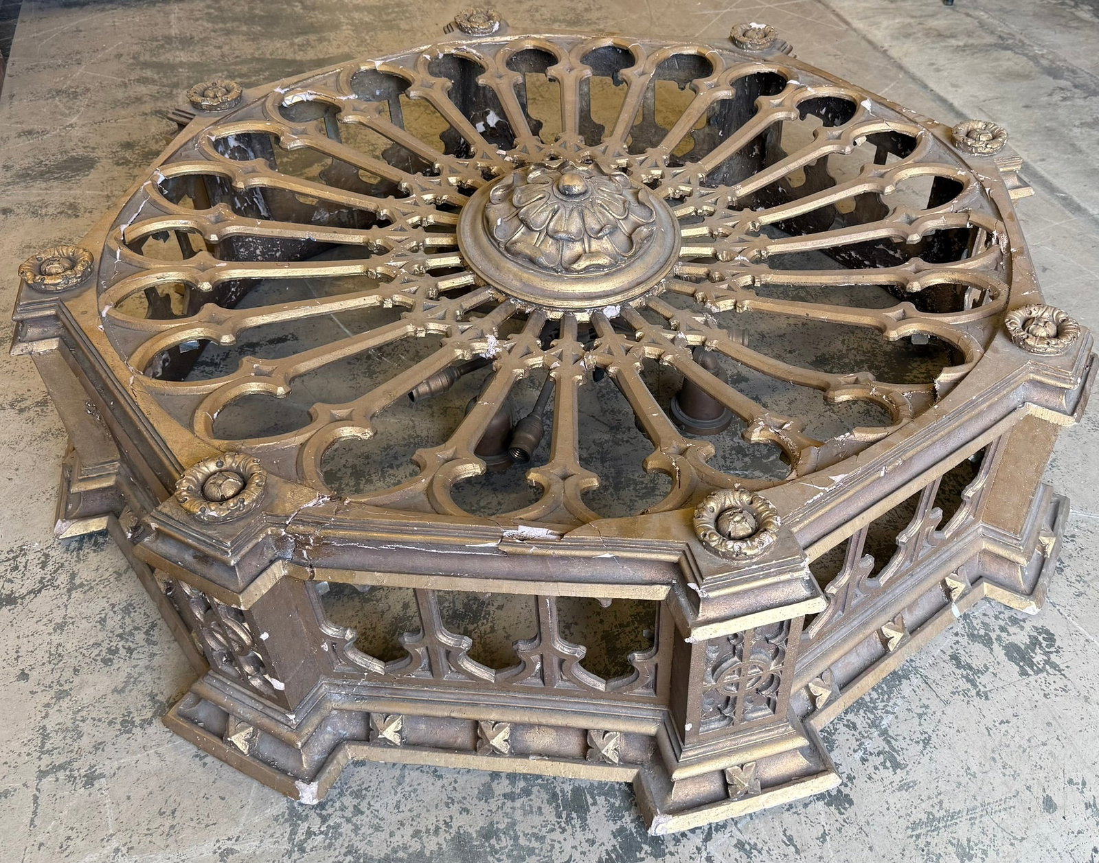 Antique Early 1900s 53" Wide Plaster Hanging Chandelier (1 of 17)
