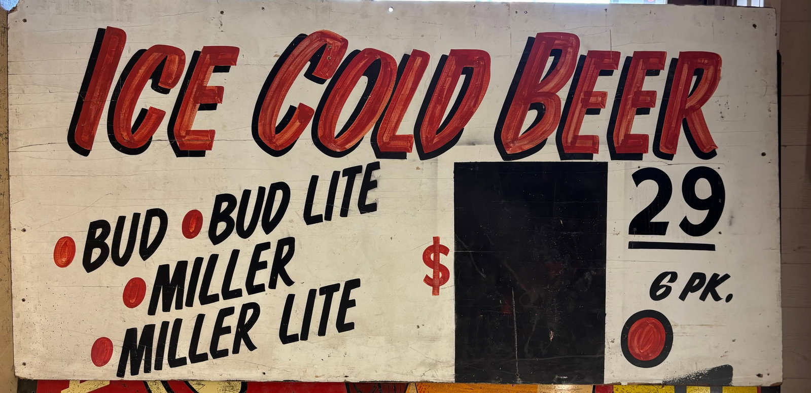 Ice Cold Beer Bud Miller Lite Painted Wood 8x4 Plywood Sign: 8x4