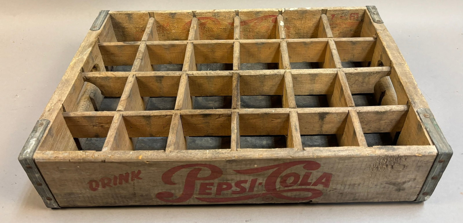 Drink Pepsi Cola 24 Bottles July 1961 Wooden Soda: 18.5" x 12" x 4" PLEASE NOTE WE OFFER IN HOUSE SHIPPING & HAVE BIDDING AVAILABLE ON OUR OWN WEBSITE! If you win on LIVE AUCTIONEERS, please click "SELF ARRANGED SHIPPING" and keep on the lookout for a