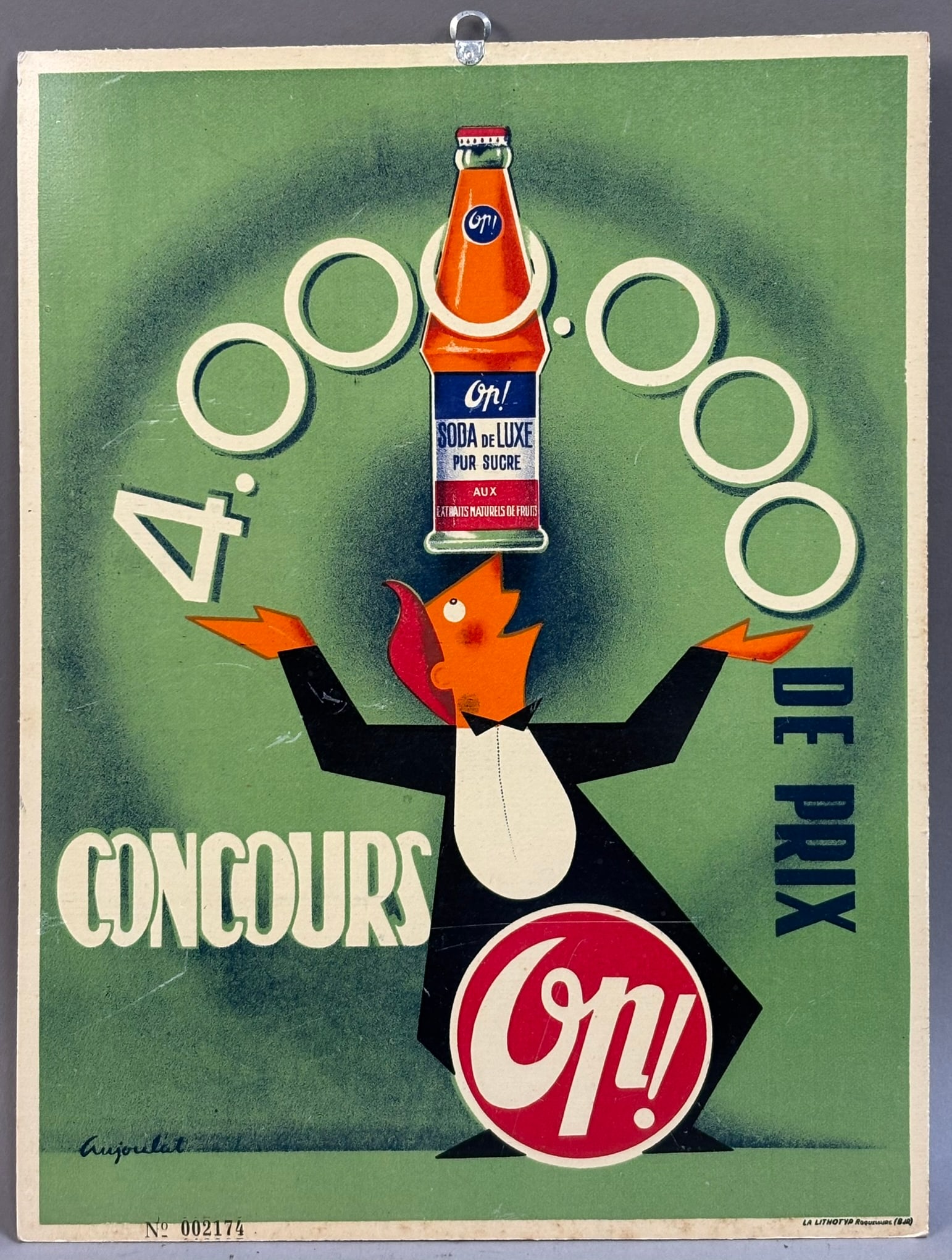 French On! Soda Cardboard 50s Vintage Sign: Measurements in photos PLEASE NOTE WE OFFER IN HOUSE SHIPPING & HAVE BIDDING AVAILABLE ON OUR OWN WEBSITE! If you win on LIVE AUCTIONEERS, please click "SELF ARRANGED SHIPPING" and keep on the lookout