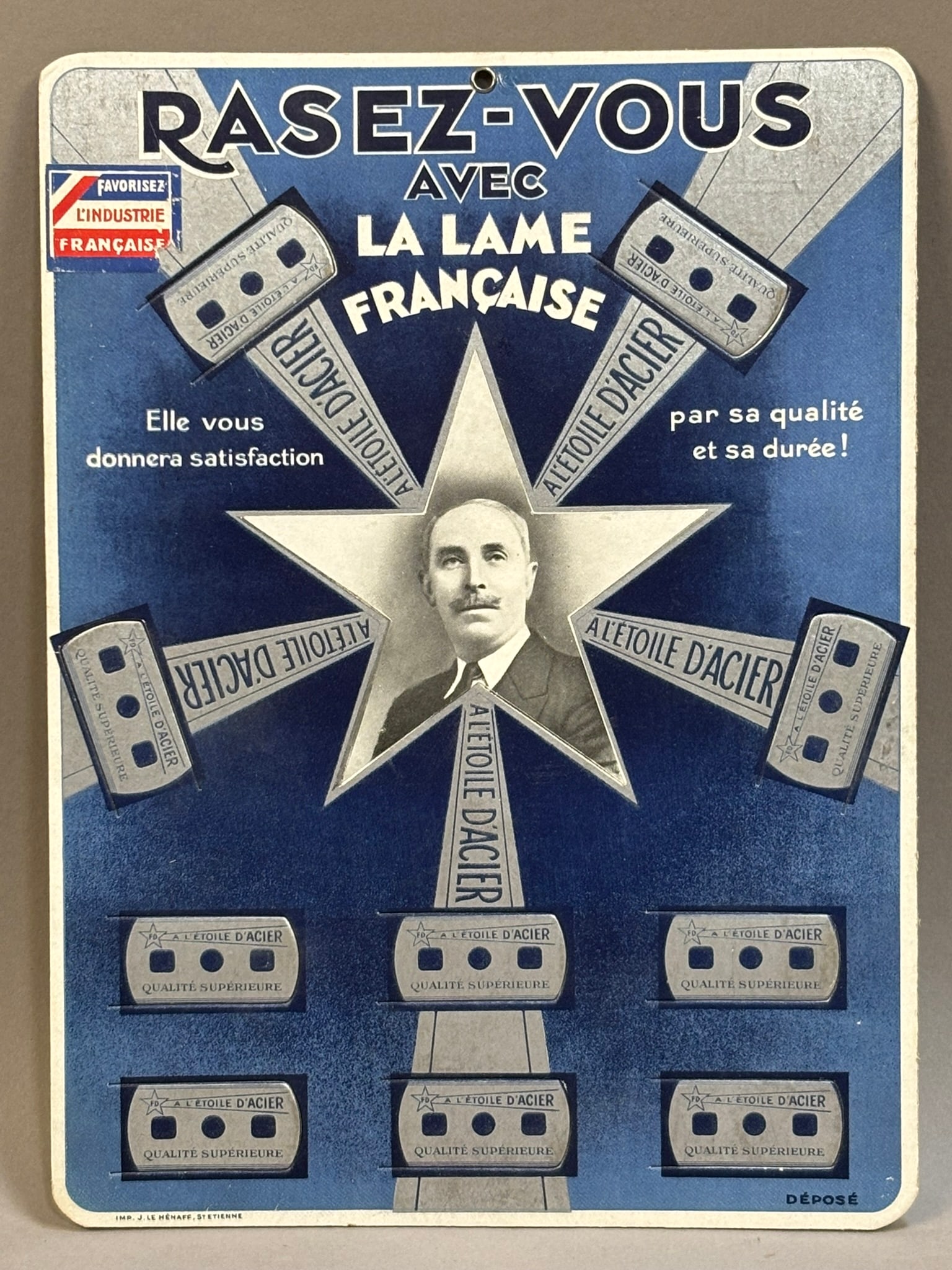 Shave Easy You Sit With The French Cardboard Sign: Measurements in photos PLEASE NOTE WE OFFER IN HOUSE SHIPPING & HAVE BIDDING AVAILABLE ON OUR OWN WEBSITE! If you win on LIVE AUCTIONEERS, please click "SELF ARRANGED SHIPPING" and keep on the lookout