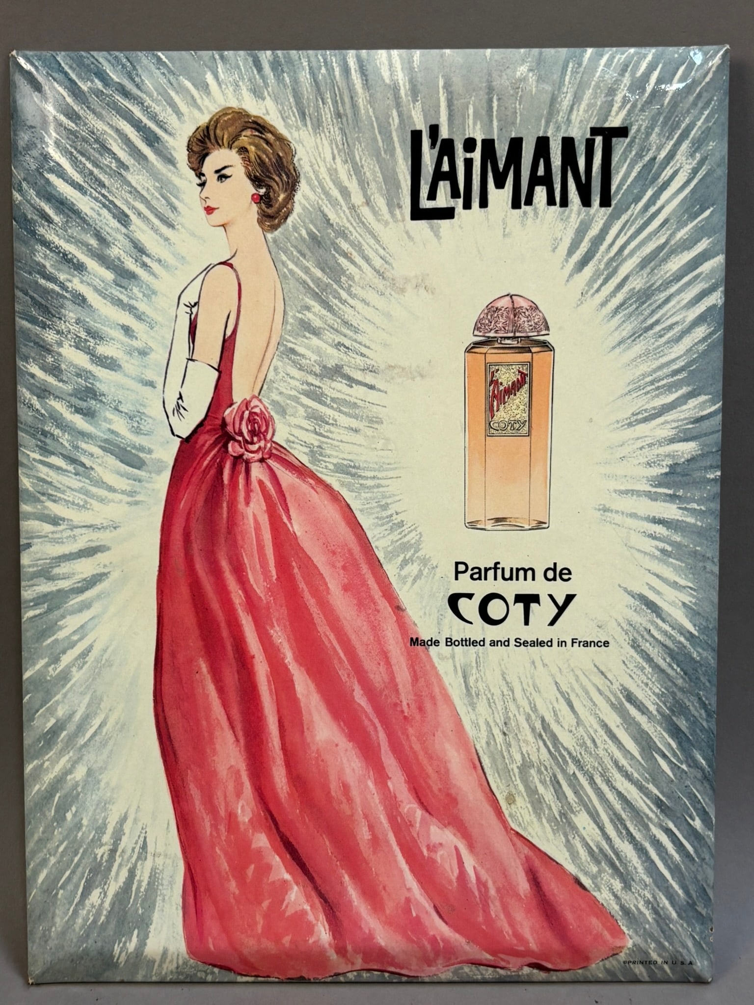 French L'aimant Perfume Coty France Sign: Measurements in photos PLEASE NOTE WE OFFER IN HOUSE SHIPPING & HAVE BIDDING AVAILABLE ON OUR OWN WEBSITE! If you win on LIVE AUCTIONEERS, please click "SELF ARRANGED SHIPPING" and keep on the lookout