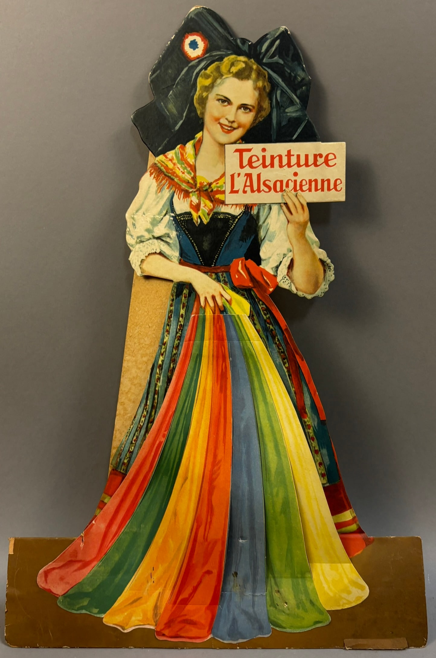 French Alsatian Hair Dye Cardboard Display Sign: Measurements in photos PLEASE NOTE WE OFFER IN HOUSE SHIPPING & HAVE BIDDING AVAILABLE ON OUR OWN WEBSITE! If you win on LIVE AUCTIONEERS, please click "SELF ARRANGED SHIPPING" and keep on the lookout