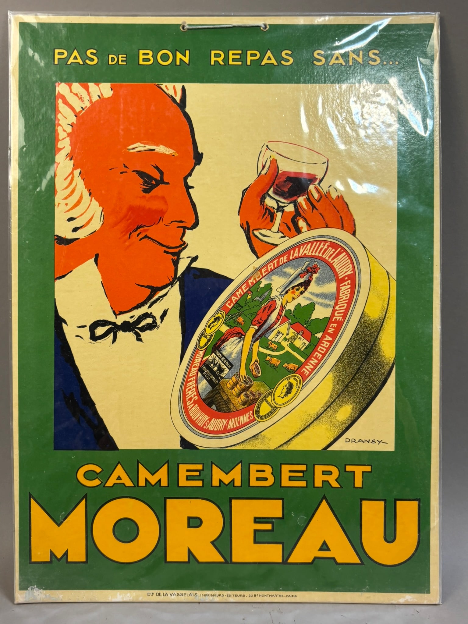 French No Good Meal Without Camembert Moreau Sign: Measurements in photos PLEASE NOTE WE OFFER IN HOUSE SHIPPING & HAVE BIDDING AVAILABLE ON OUR OWN WEBSITE! If you win on LIVE AUCTIONEERS, please click "SELF ARRANGED SHIPPING" and keep on the lookout