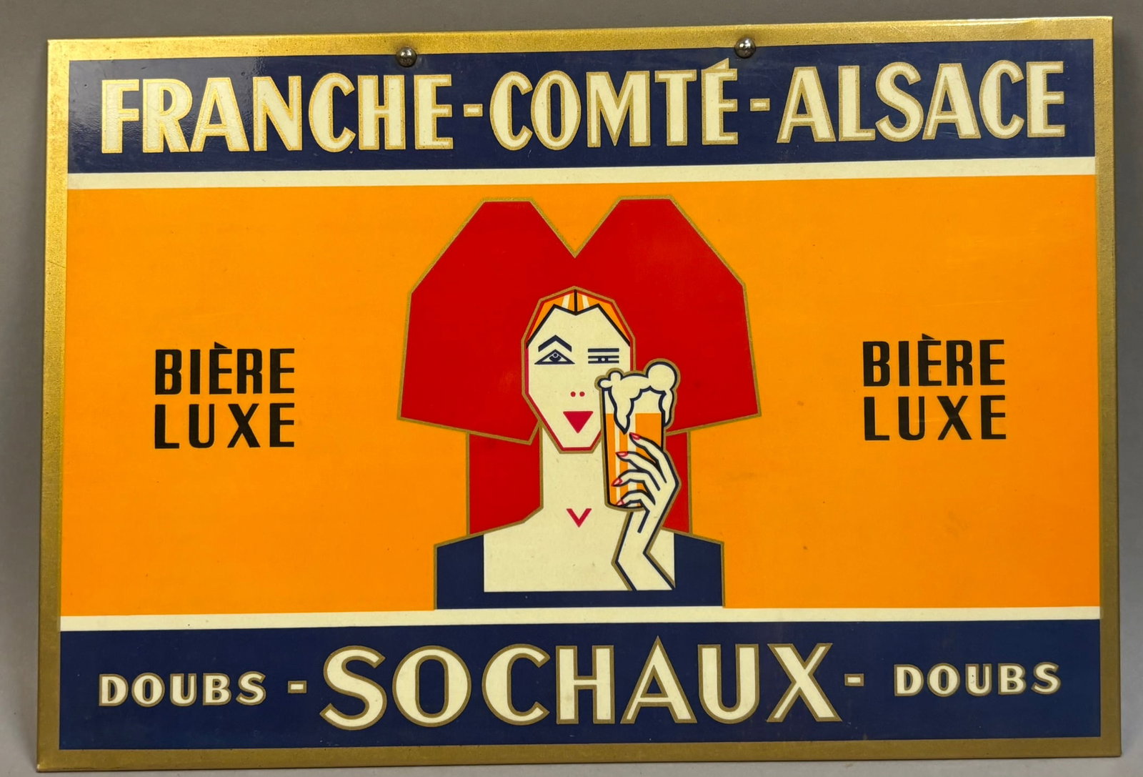 French Luxurey Beer Sochaux Metal SST Sign: Measurements in photos PLEASE NOTE WE OFFER IN HOUSE SHIPPING & HAVE BIDDING AVAILABLE ON OUR OWN WEBSITE! If you win on LIVE AUCTIONEERS, please click "SELF ARRANGED SHIPPING" and keep on the lookout