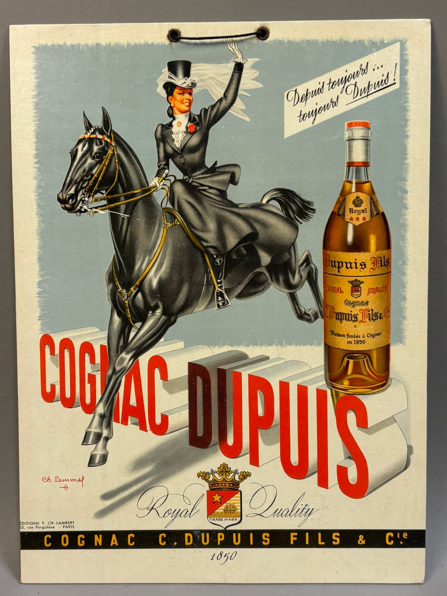 French Supuis Cognac Dupuis Cardboard 50s Sign: Measurements in photos PLEASE NOTE WE OFFER IN HOUSE SHIPPING & HAVE BIDDING AVAILABLE ON OUR OWN WEBSITE! If you win on LIVE AUCTIONEERS, please click "SELF ARRANGED SHIPPING" and keep on the lookout