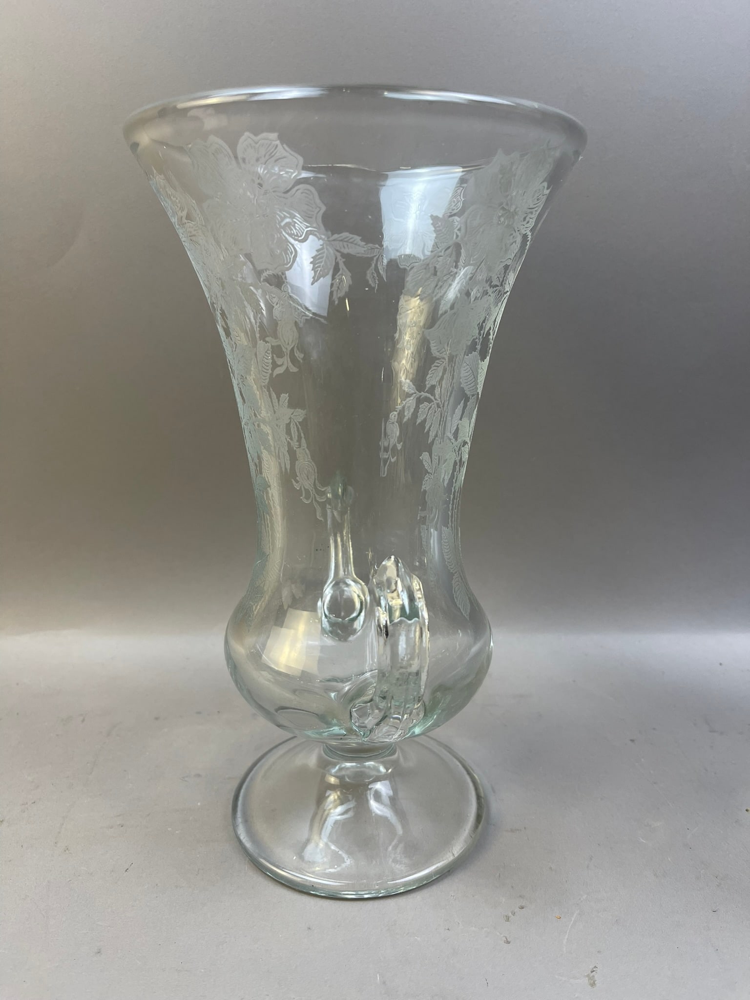 Pair Etched Glass Vases - 3