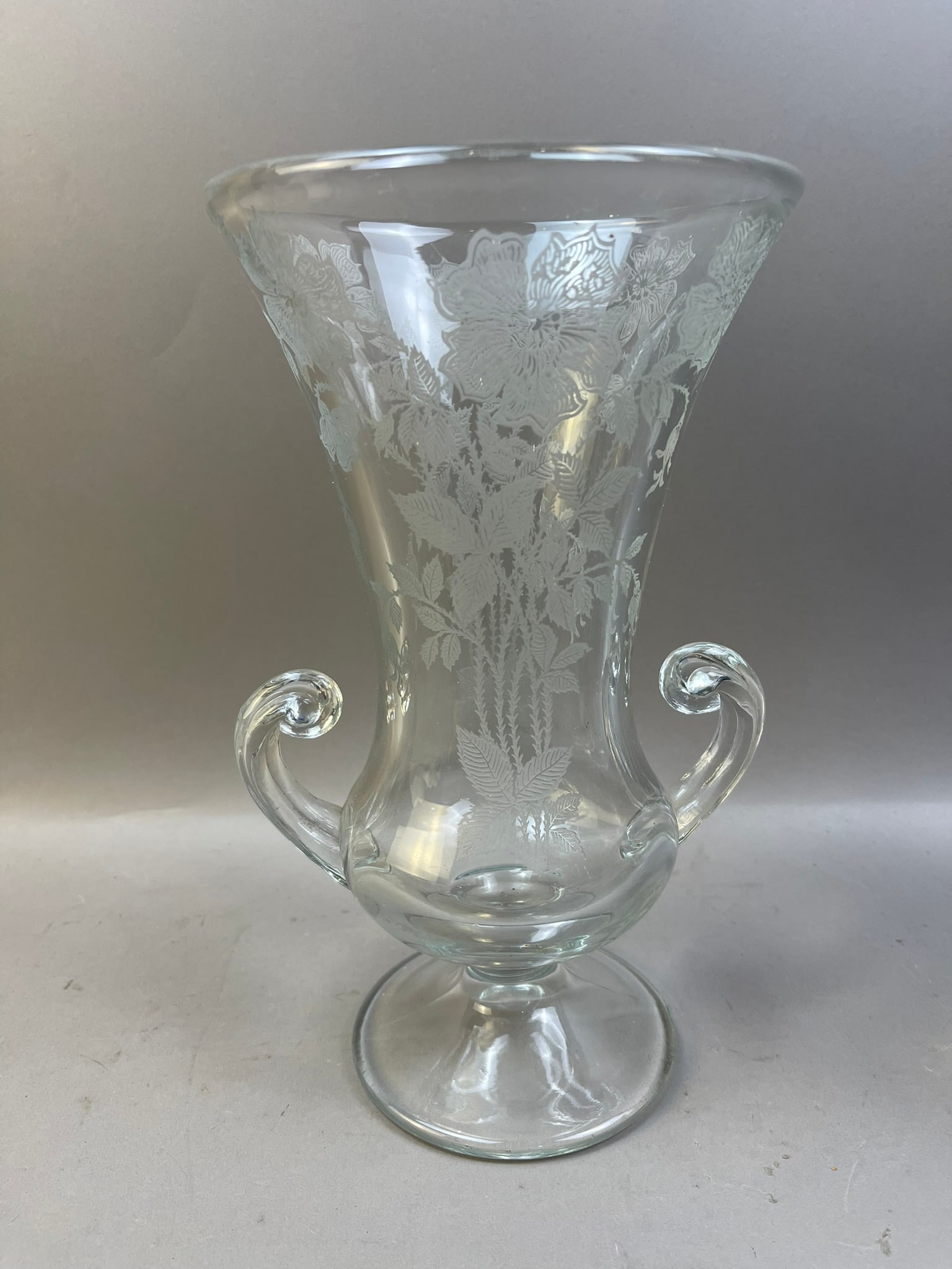 Pair Etched Glass Vases - 4
