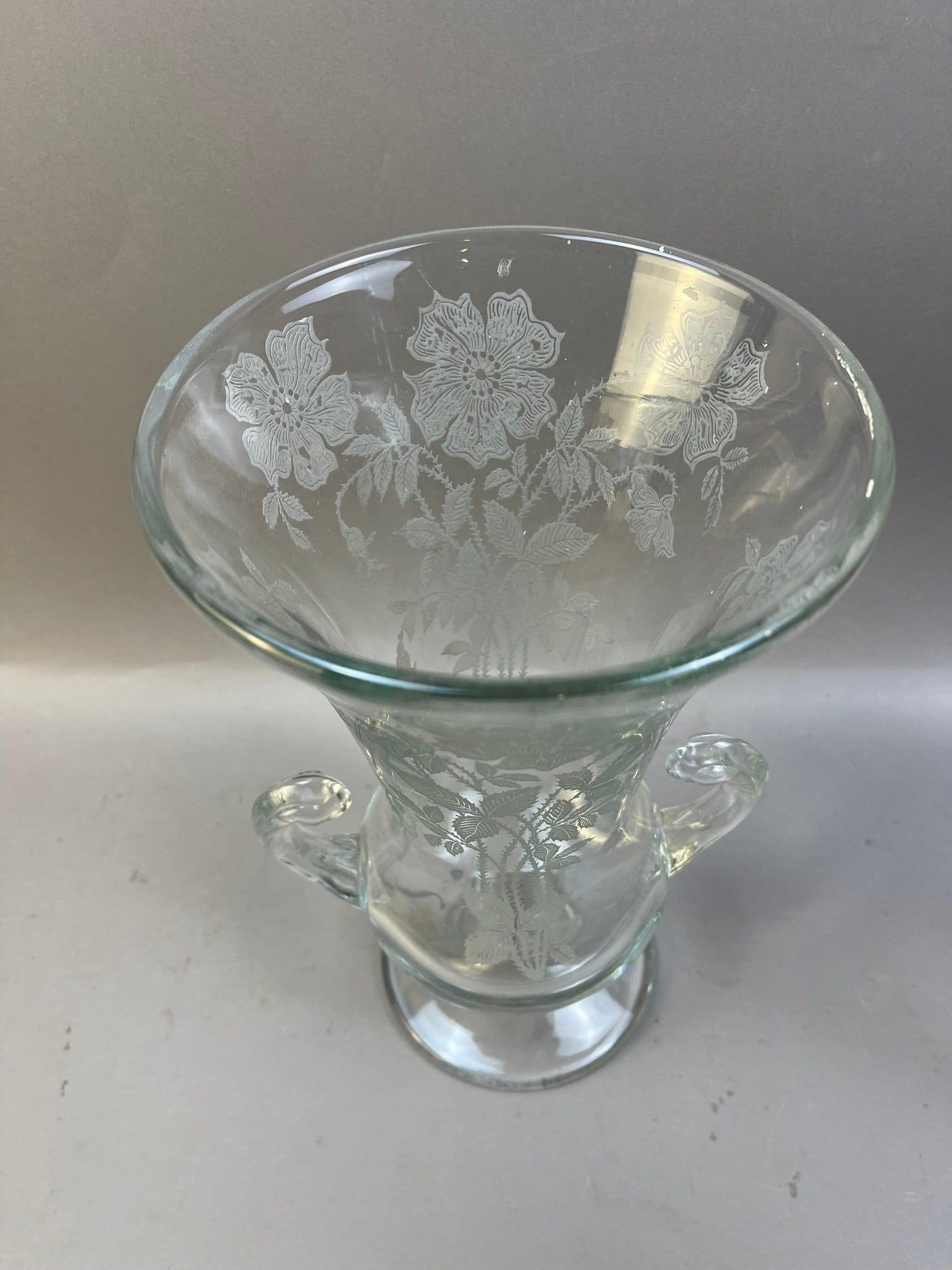 Pair Etched Glass Vases - 5