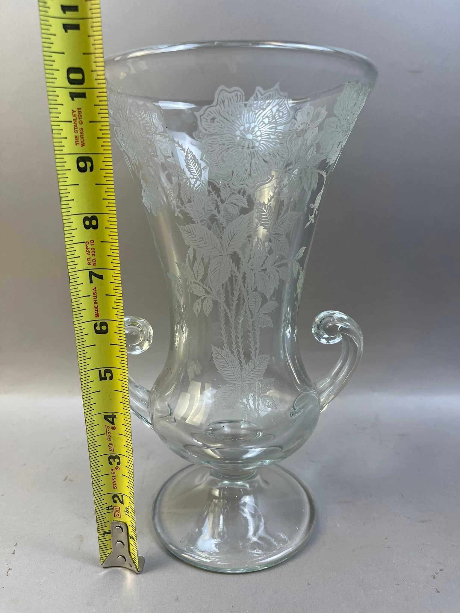 Pair Etched Glass Vases - 6