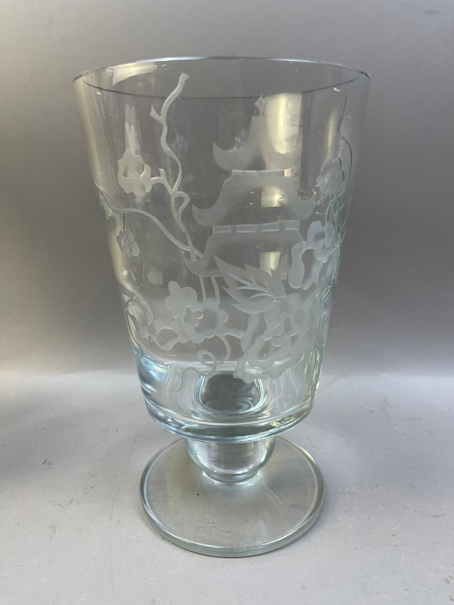 Pair Etched Glass Vases - 8