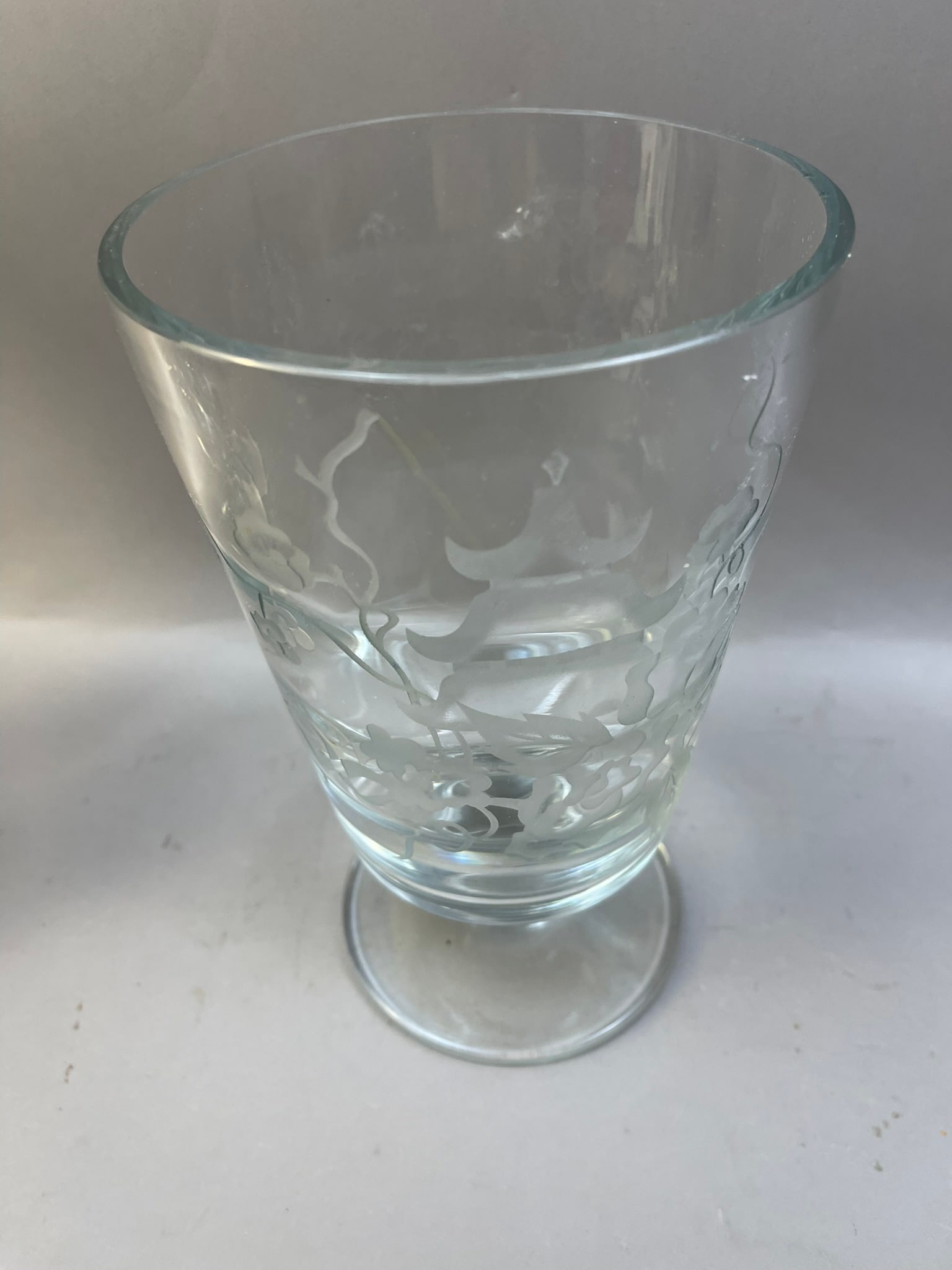 Pair Etched Glass Vases - 9