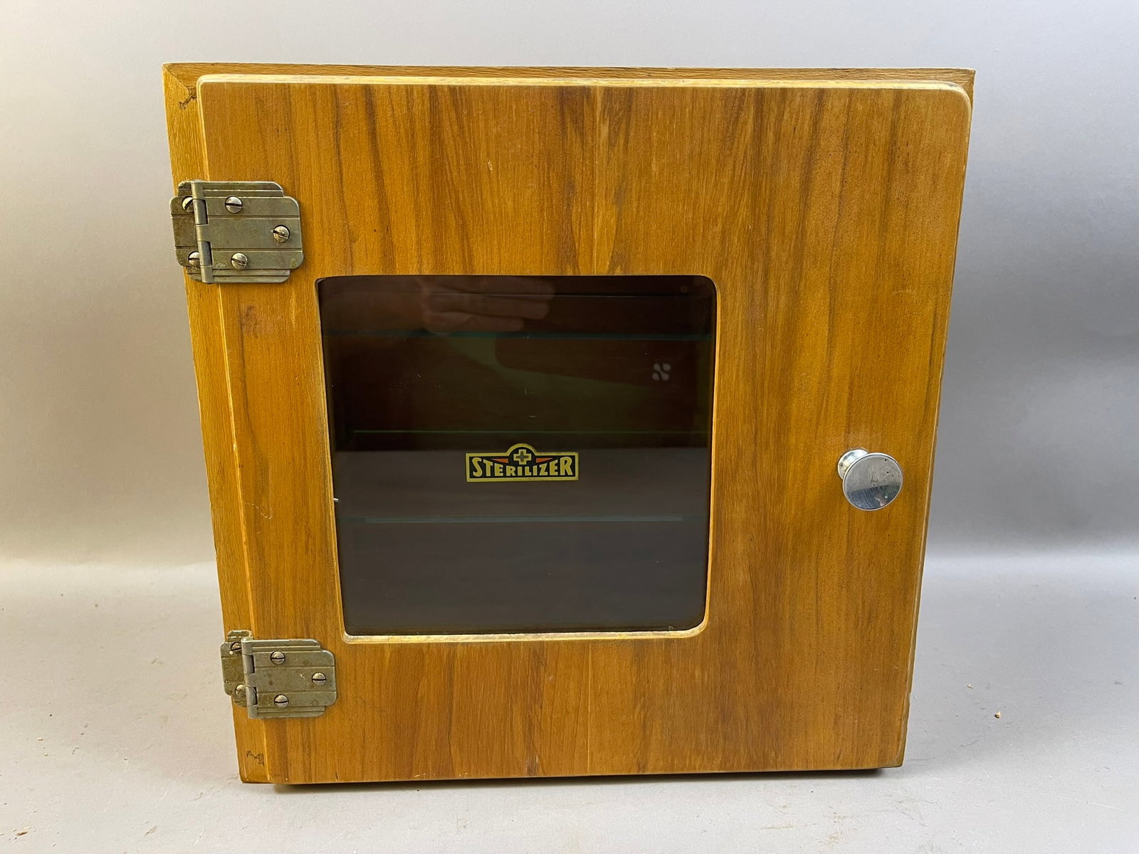Vintage Sterilizer Medicine Cabinet Glass Shelves: Measurements in photos PLEASE NOTE WE OFFER IN HOUSE SHIPPING & HAVE BIDDING AVAILABLE ON OUR OWN WEBSITE! If you win on LIVE AUCTIONEERS, please click "SELF ARRANGED SHIPPING" and keep on the lookout