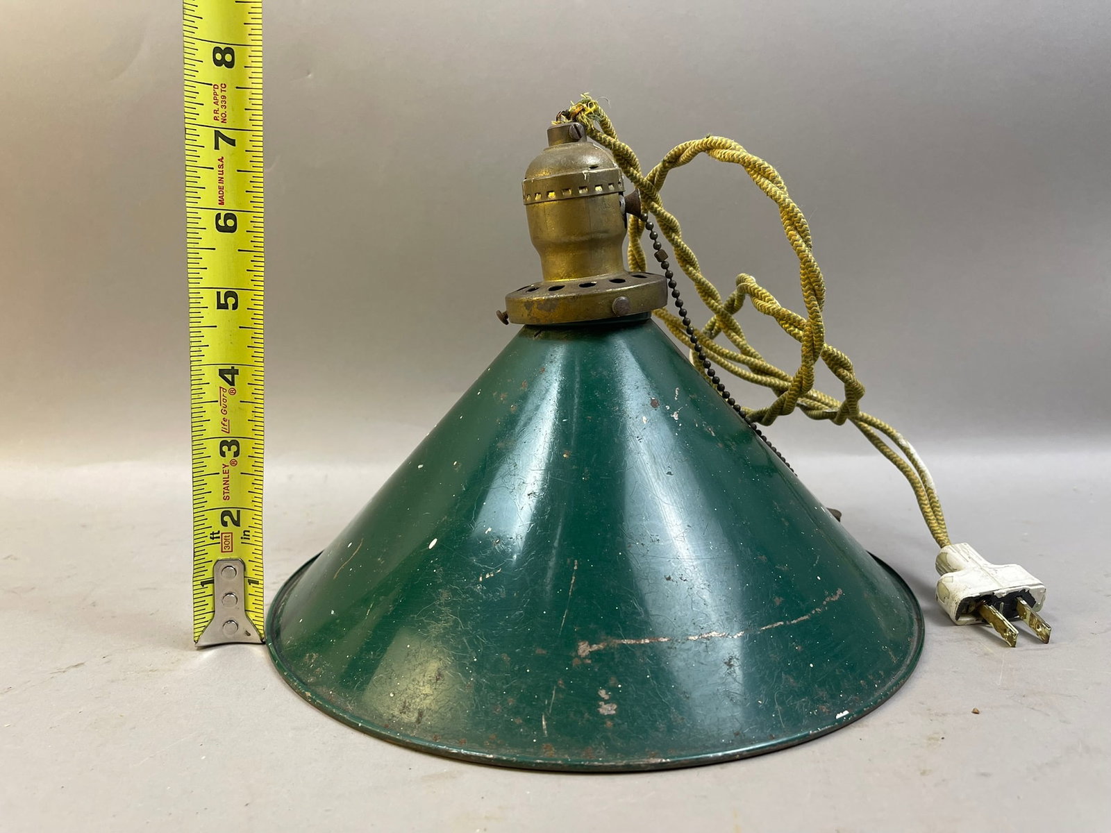 Antique Green Pull Lamp with Plug - 7