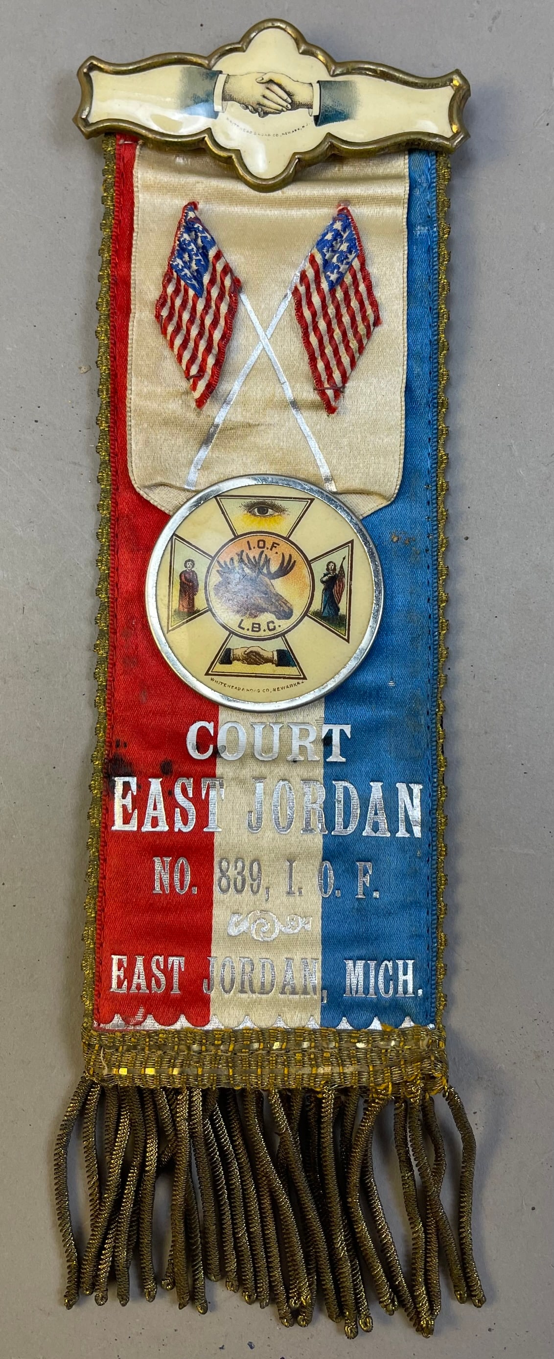 I.O.F. Court East Jordan No. 839 Michigan: Measurements in photos PLEASE NOTE WE OFFER IN HOUSE SHIPPING & HAVE BIDDING AVAILABLE ON OUR OWN WEBSITE! If you win on LIVE AUCTIONEERS, please click "SELF ARRANGED SHIPPING" and keep on the