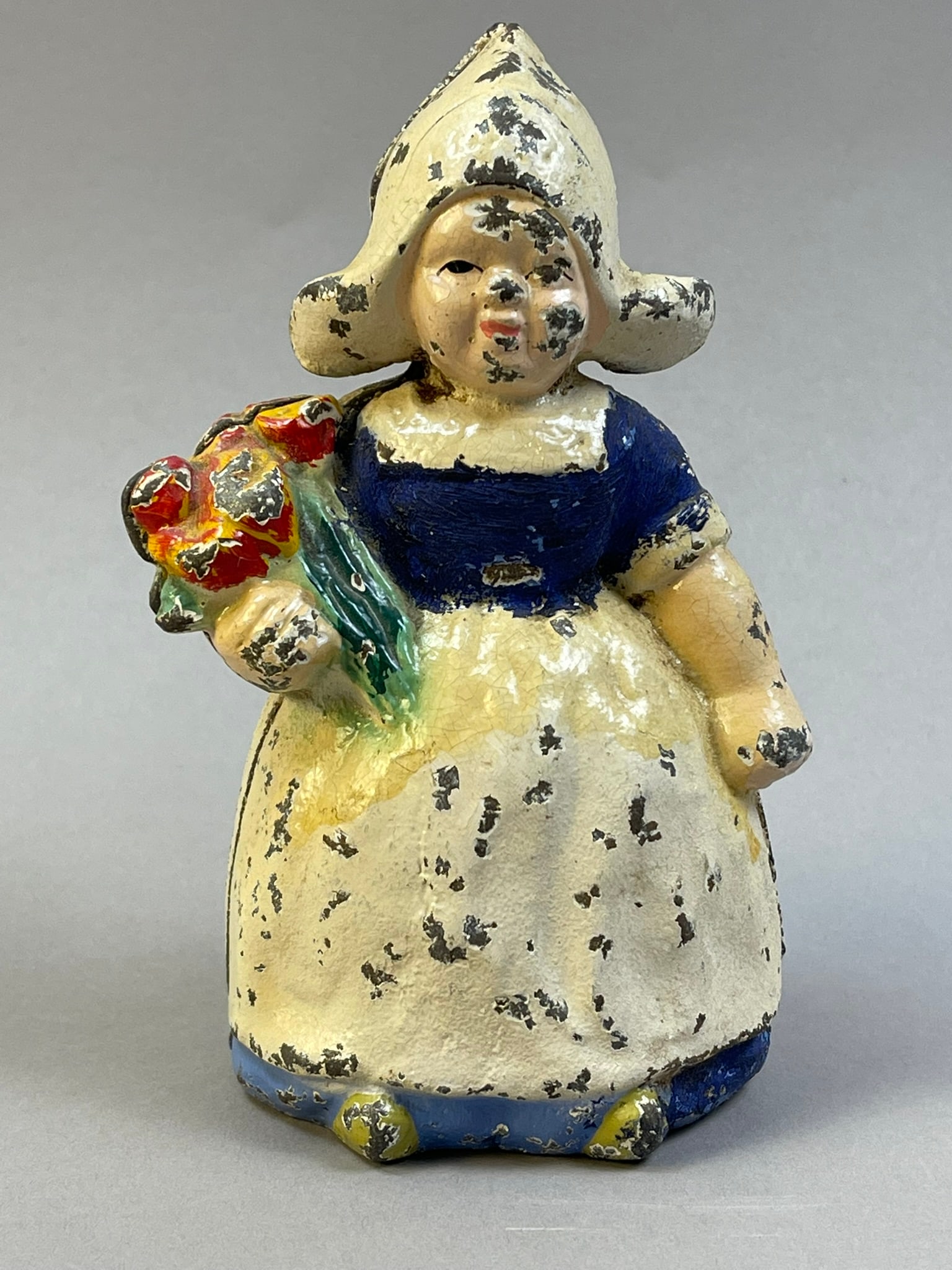 1930s Vintage Cast Iron Dutch Girl Coin Bank: Measurements in photos PLEASE NOTE WE OFFER IN HOUSE SHIPPING & HAVE BIDDING AVAILABLE ON OUR OWN WEBSITE! If you win on LIVE AUCTIONEERS, please click "SELF ARRANGED SHIPPING" and keep on the lookout