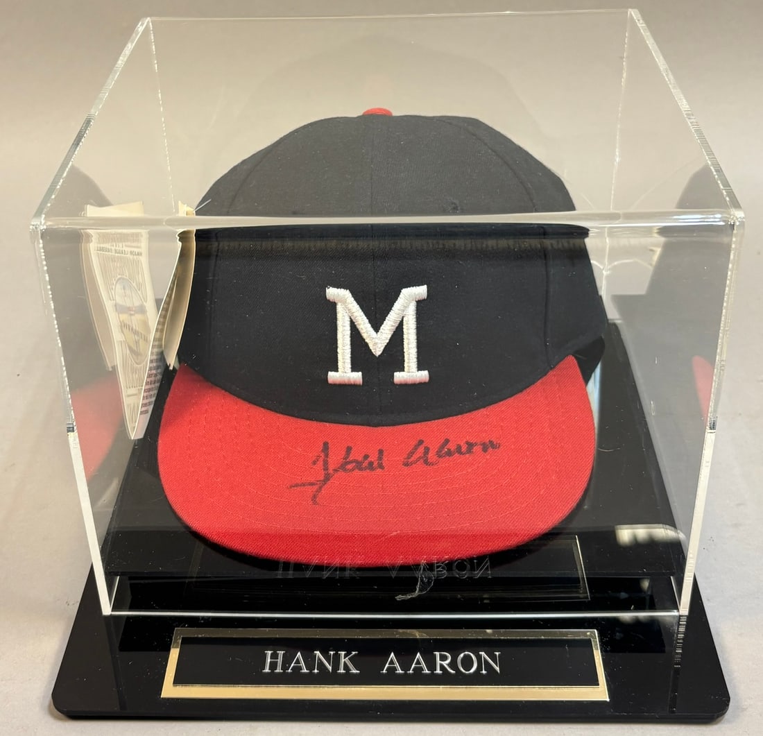 Hank Aaron Milwaukee Braves Signed Baseball Hat (1 of 13)