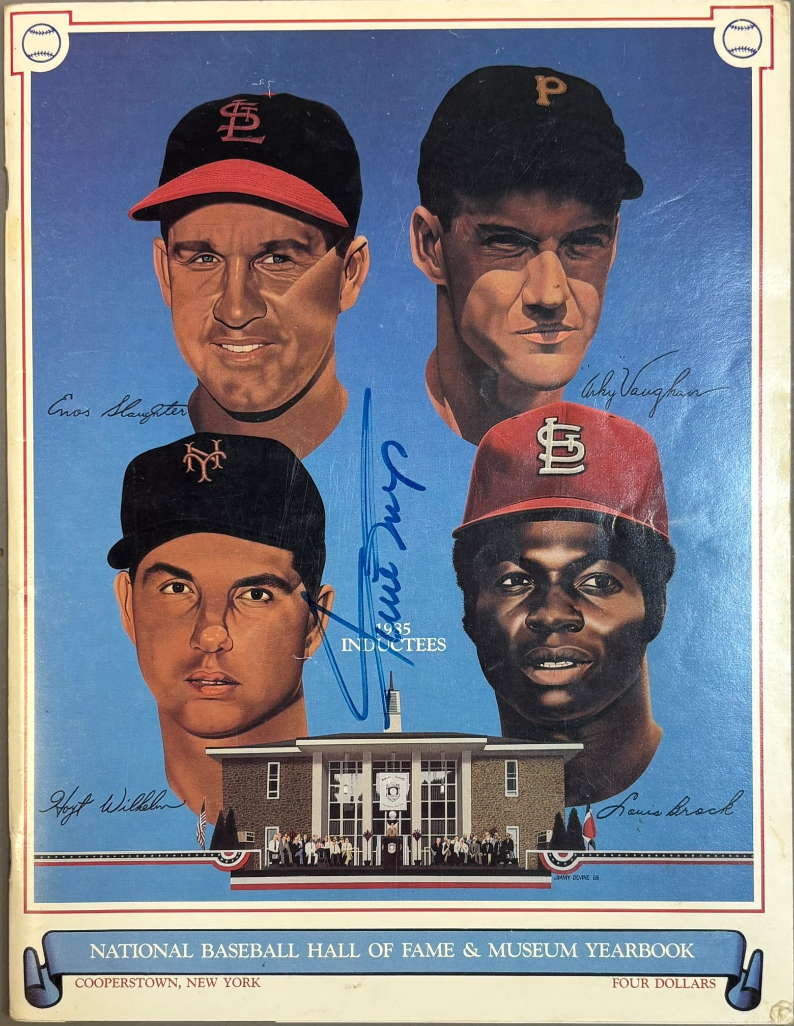 1985 HOF Inductees 17x Signed Yearbook Mantle Mays: Absolutely one of a kind original 1985 inductees yearbook for hall of fame. Front cover signed by Willie Mays along with an interior signed by him. Back cover signed by Mickey Mantle. Other autos as