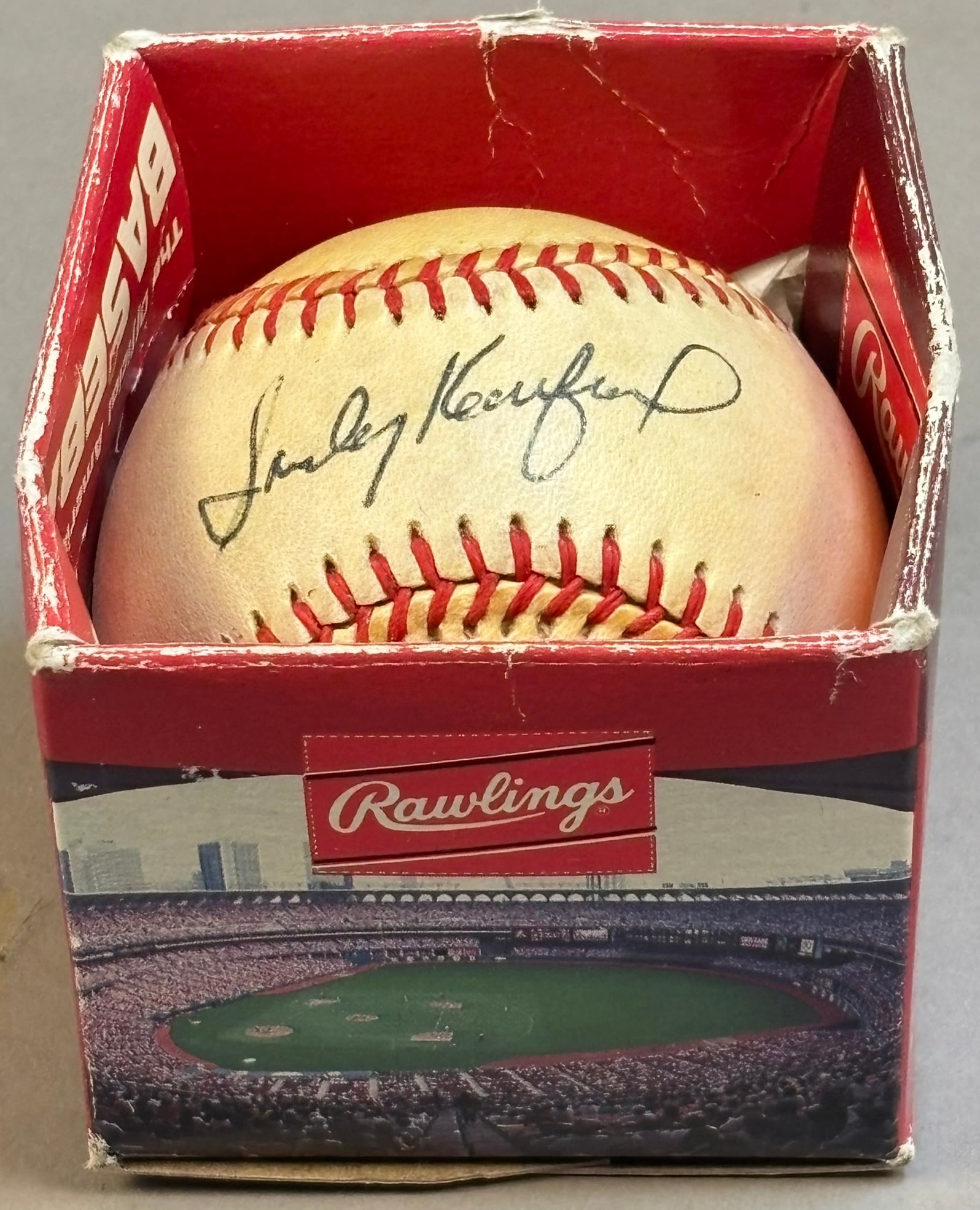 Sandy Koufax Single Signed Rawlings Brown Baseball - 2