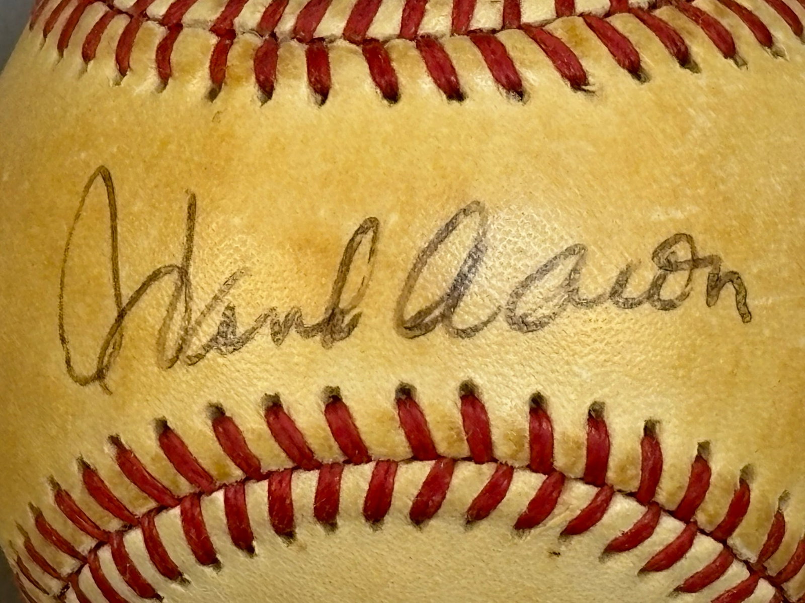 Hank Aaron Single Signed Rawlings Feeney Baseball - 3