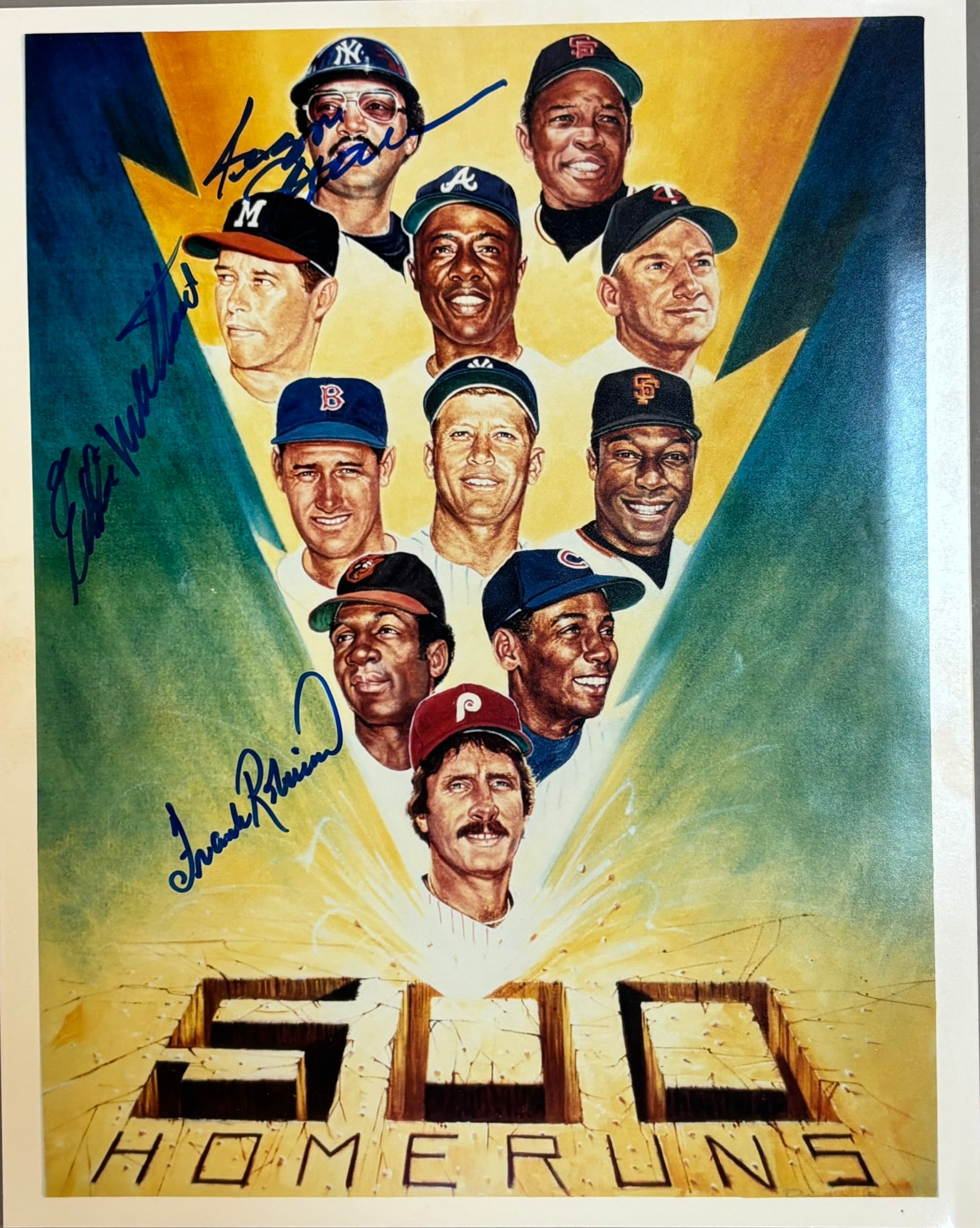 500 Homerun Club Signed Mathews Jackson Robinson: Great original signed 8x10. Signatures obtained in person.