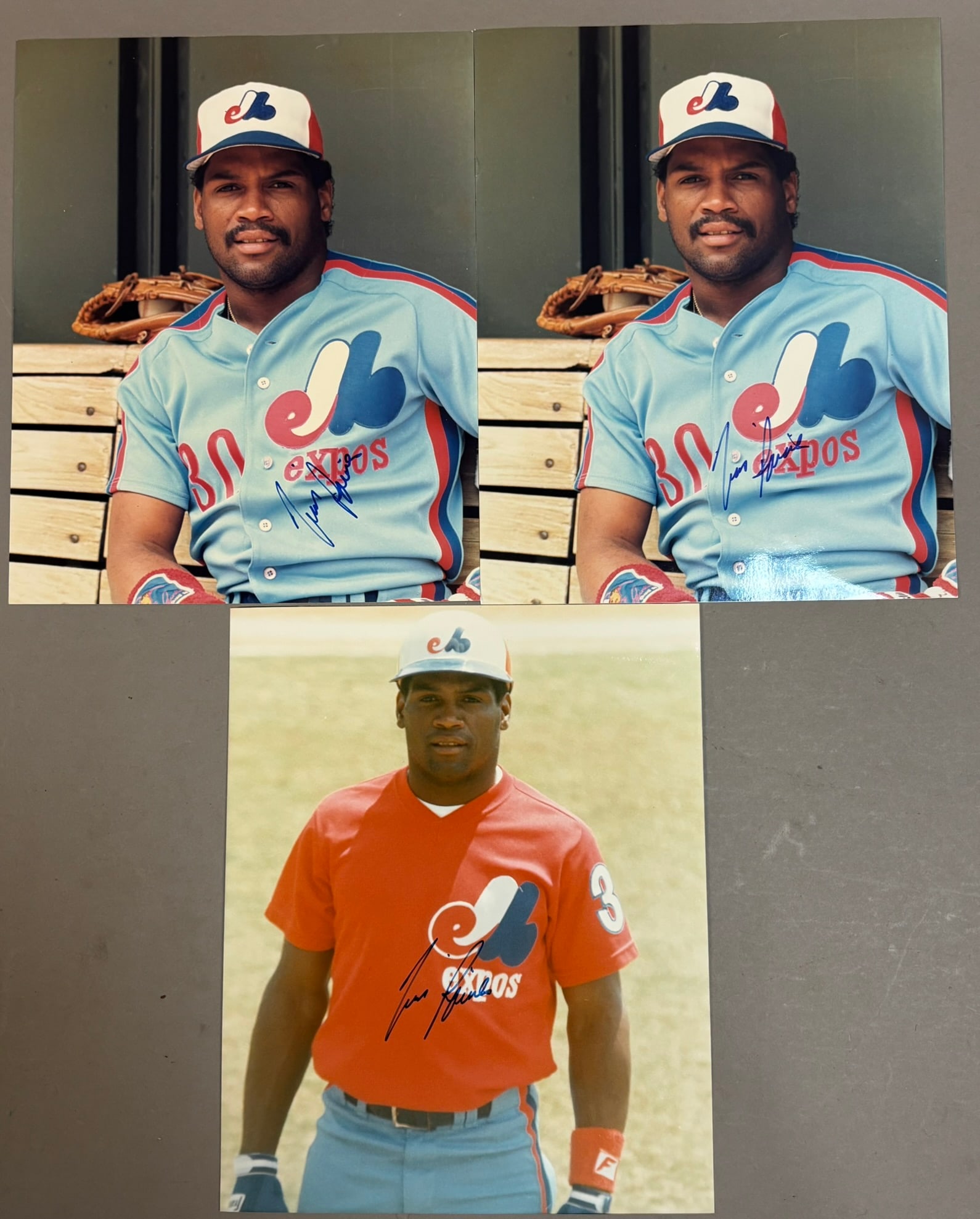 3 Montreal Expos Tim Raines Signed 8x10 Photos: Great original lot of 3 Tim Raines photos.