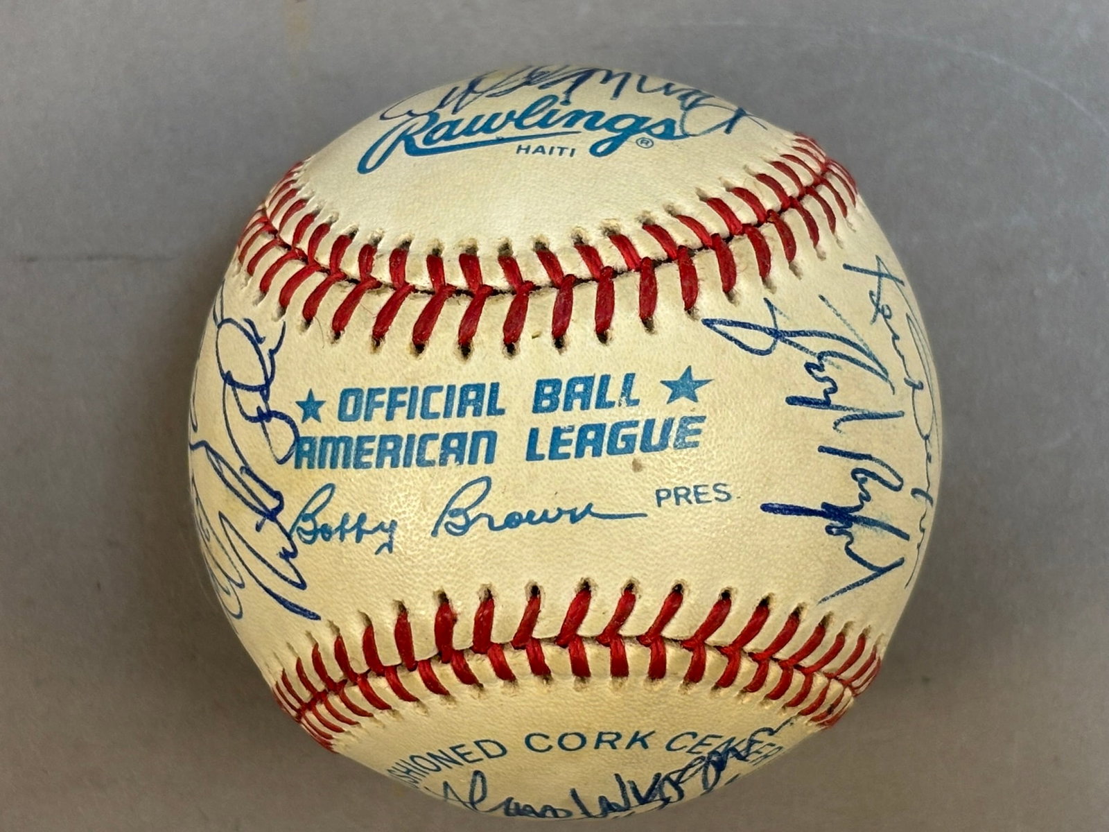 Baltimore Orioles 1986 Team Signed Rawlings Ball: Ball is loaded with 20 signatures. Based on the box we believe its a 1986 team ball.