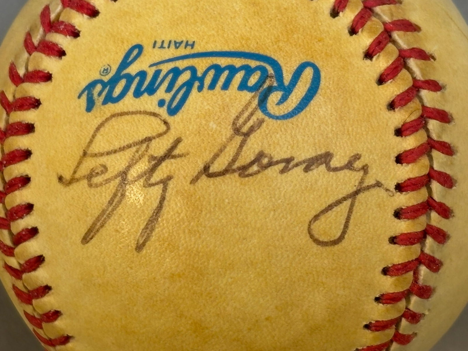 Lefty Gomez Single Signed Rawlings Brown OAL Ball: Great single signed rawlings bobby brown oal ball.