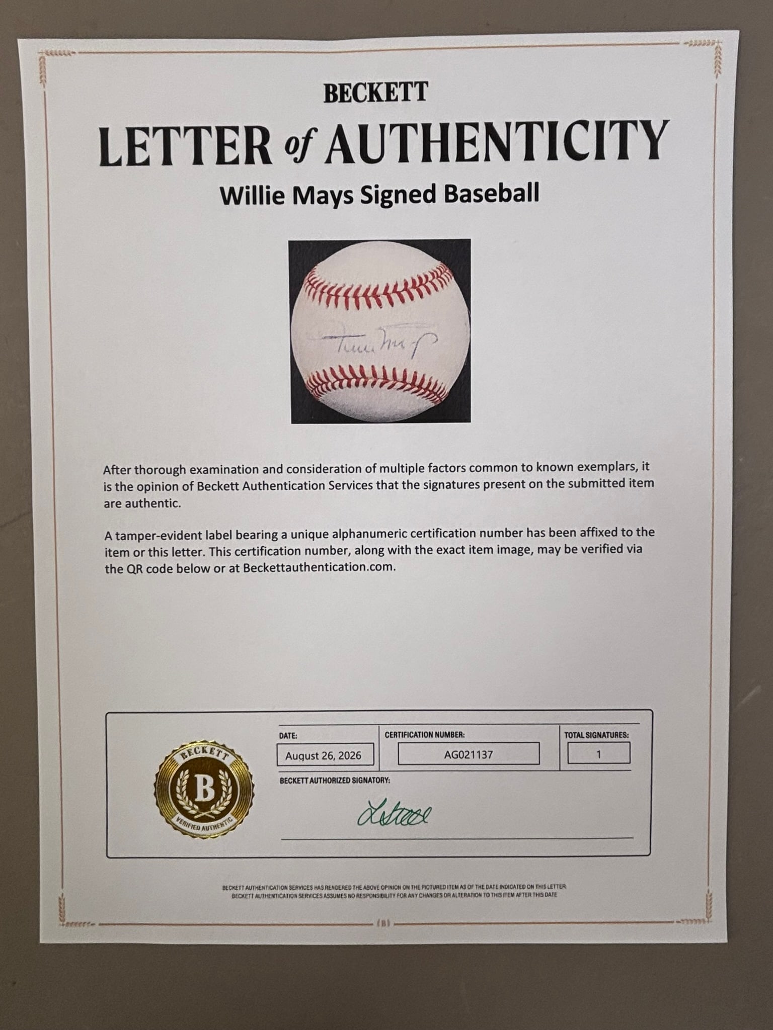 Willie Mays Single Signed Rawlings ONL Baseball - 12