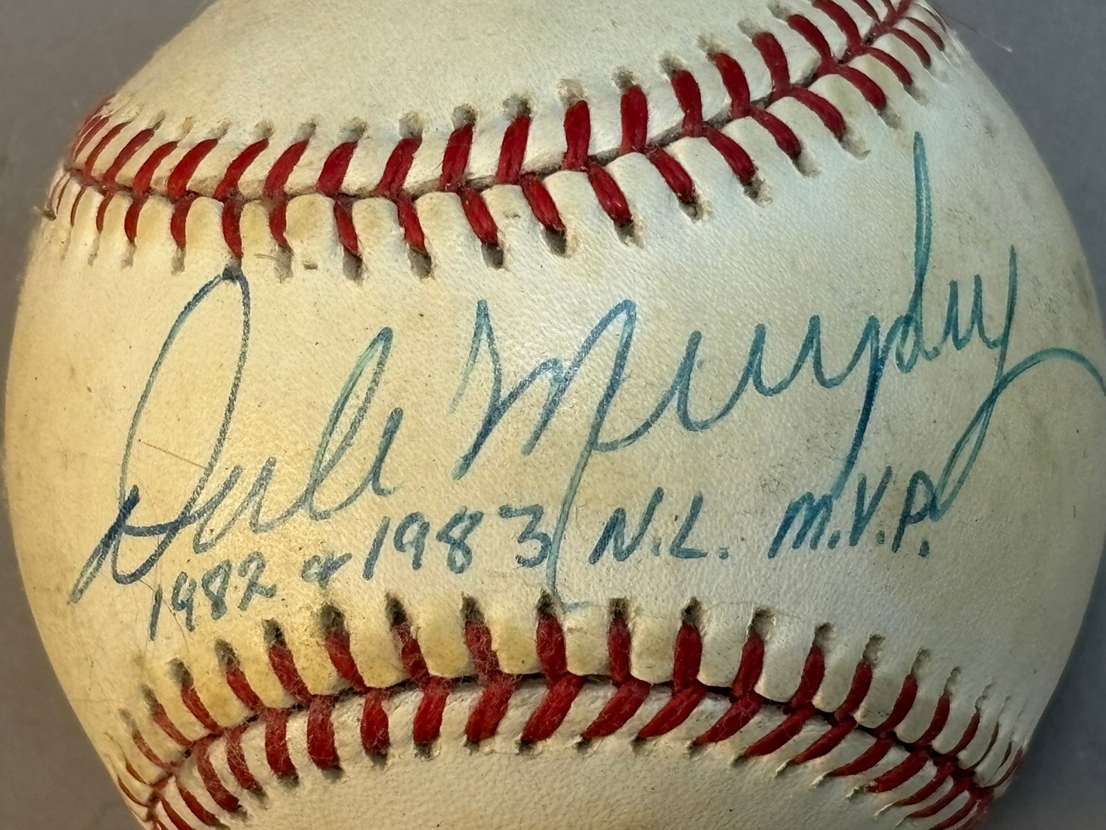Dale Murphy Single Signed '82 & '83 Rawlings Ball: Rawlings ONL Signed baseball.
