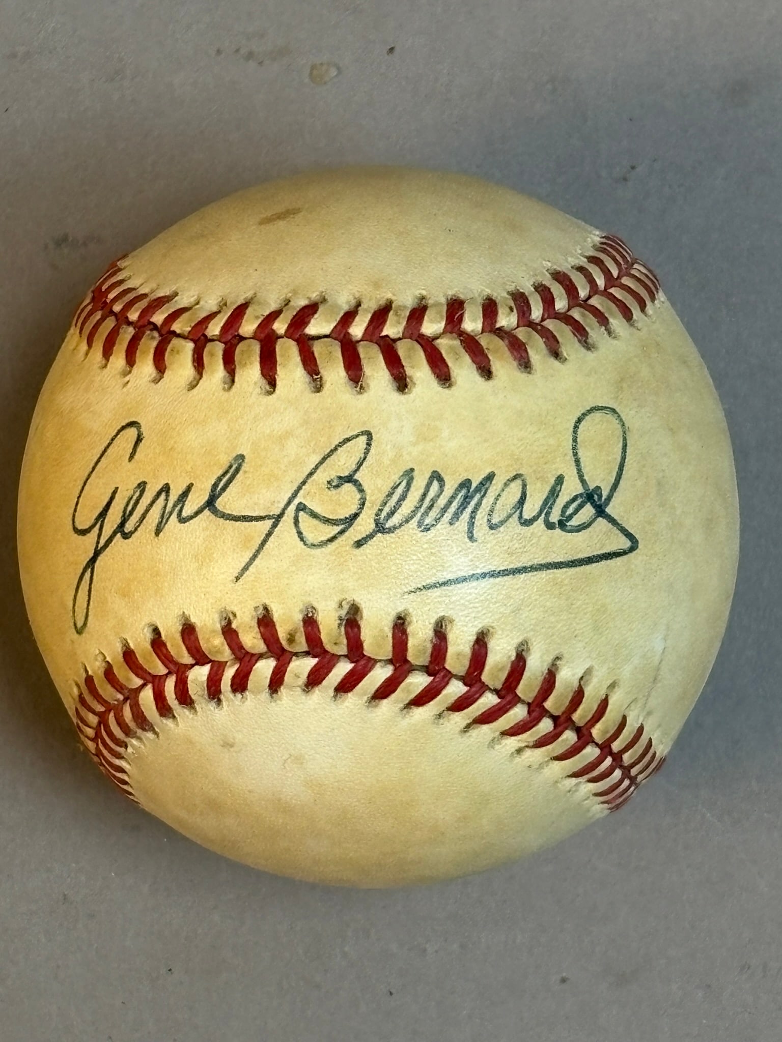 Eugene Gene Bernard Single Signed Brown Baseball - 2