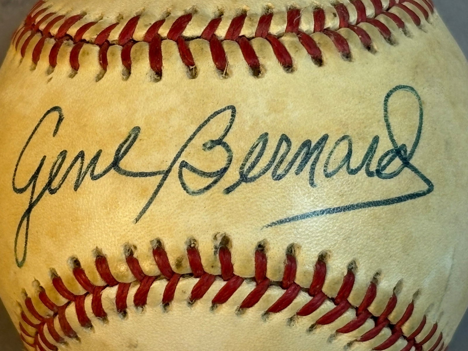 Eugene Gene Bernard Single Signed Brown Baseball - 3