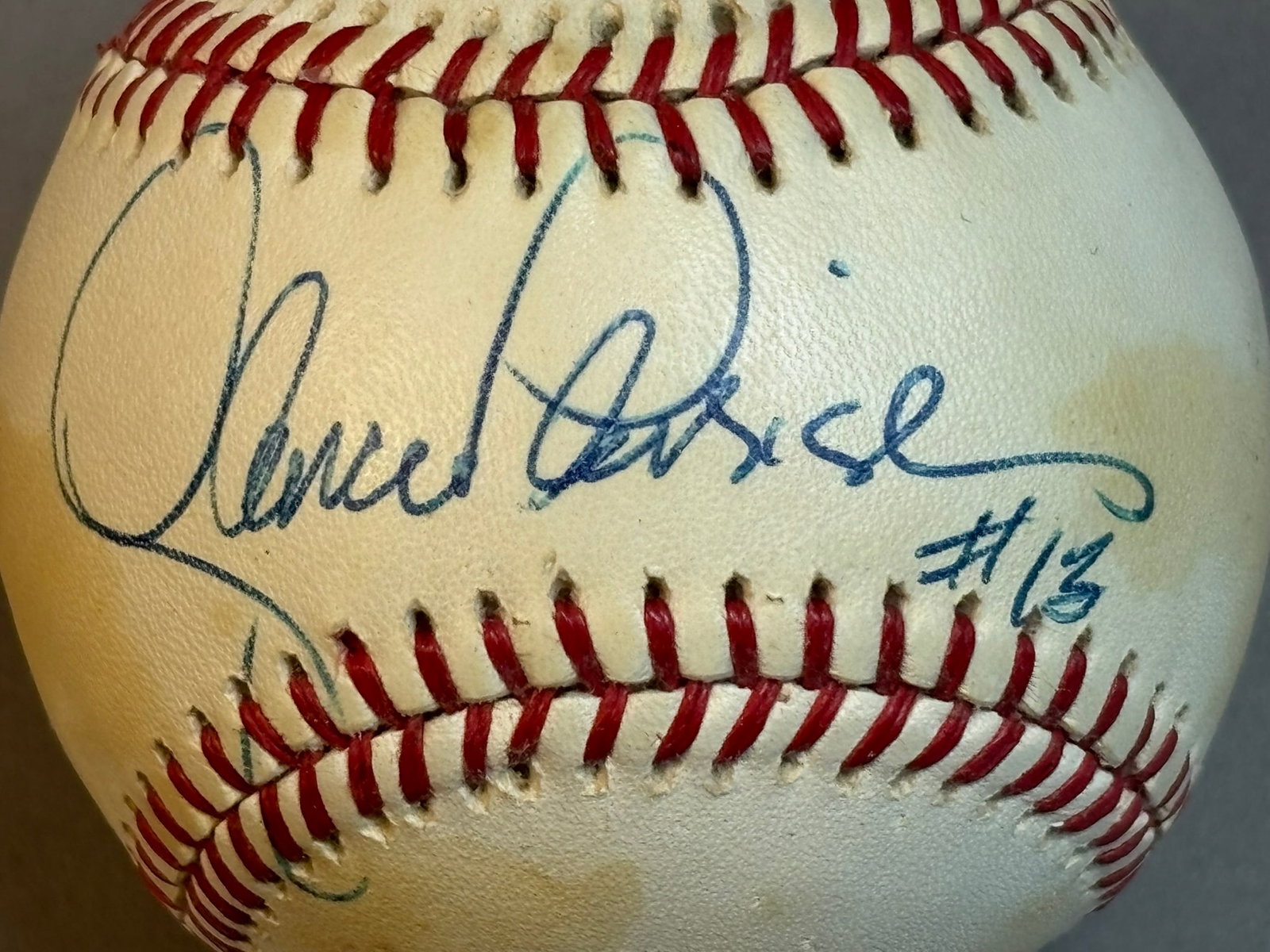 Lance Parrish Single Signed Rawlings OAL Ball: Great original bold signature with toning on ball as shown.