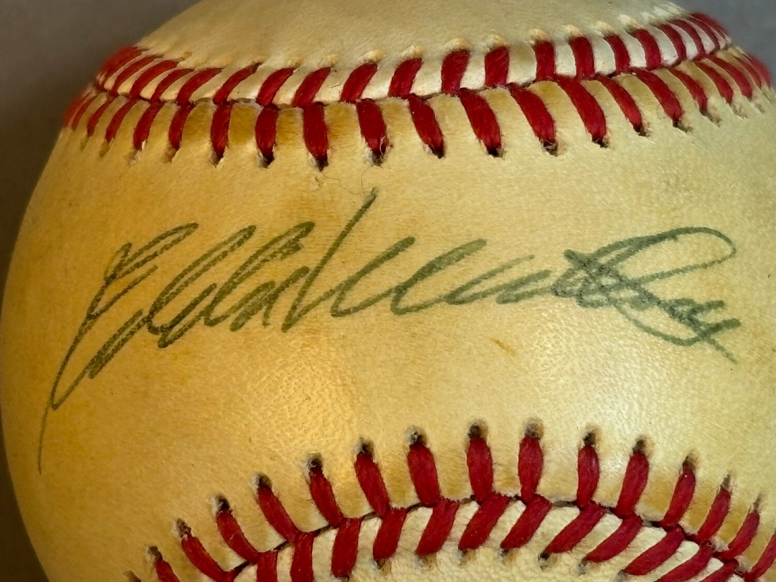 Eddie Mathews Single Signed Rawlings OAL Baseball: Great Brown OAL ball with toning. See all photos.