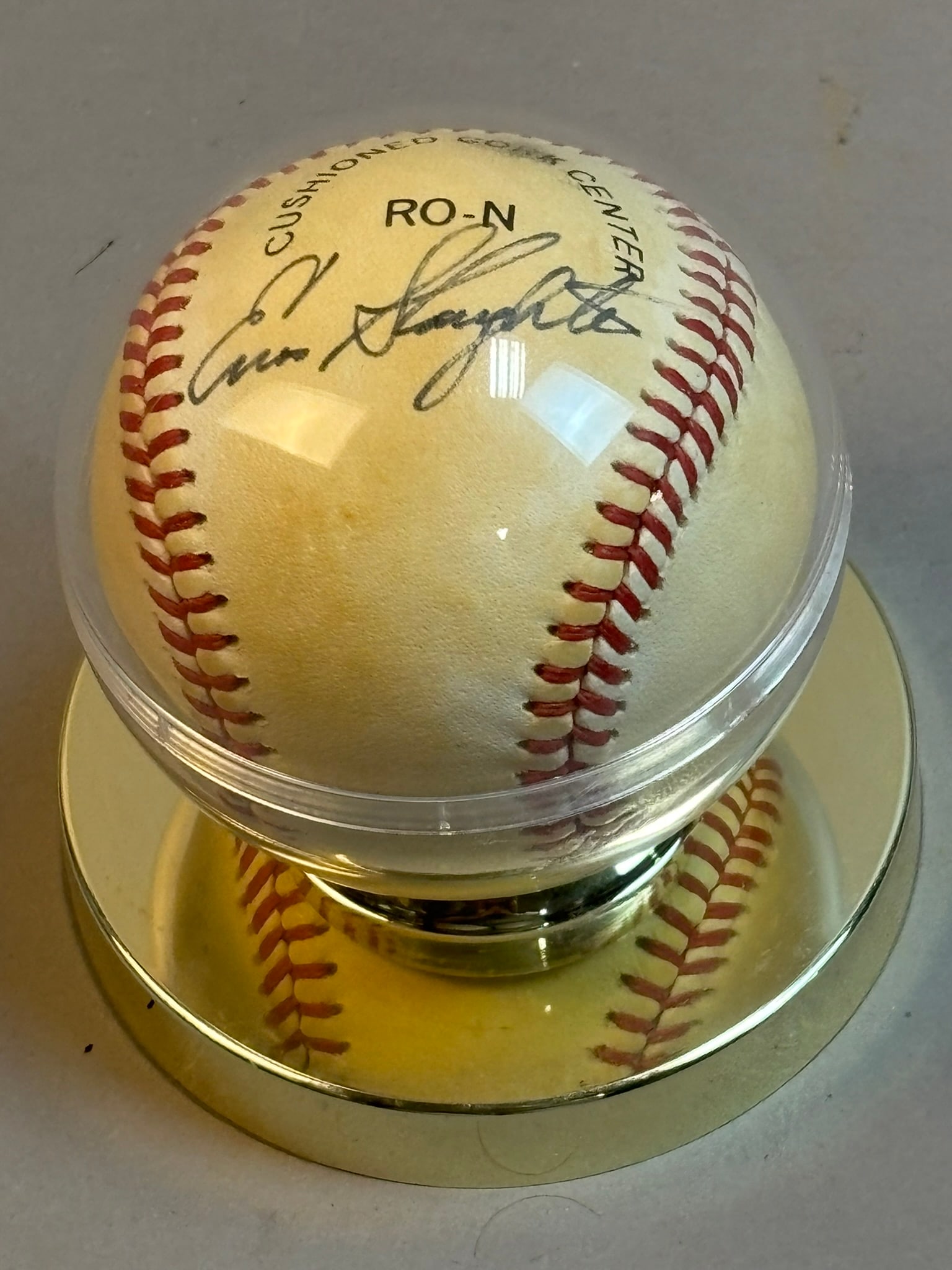 Enos Slaughter Single Signed Rawlings ONL Baseball - 2