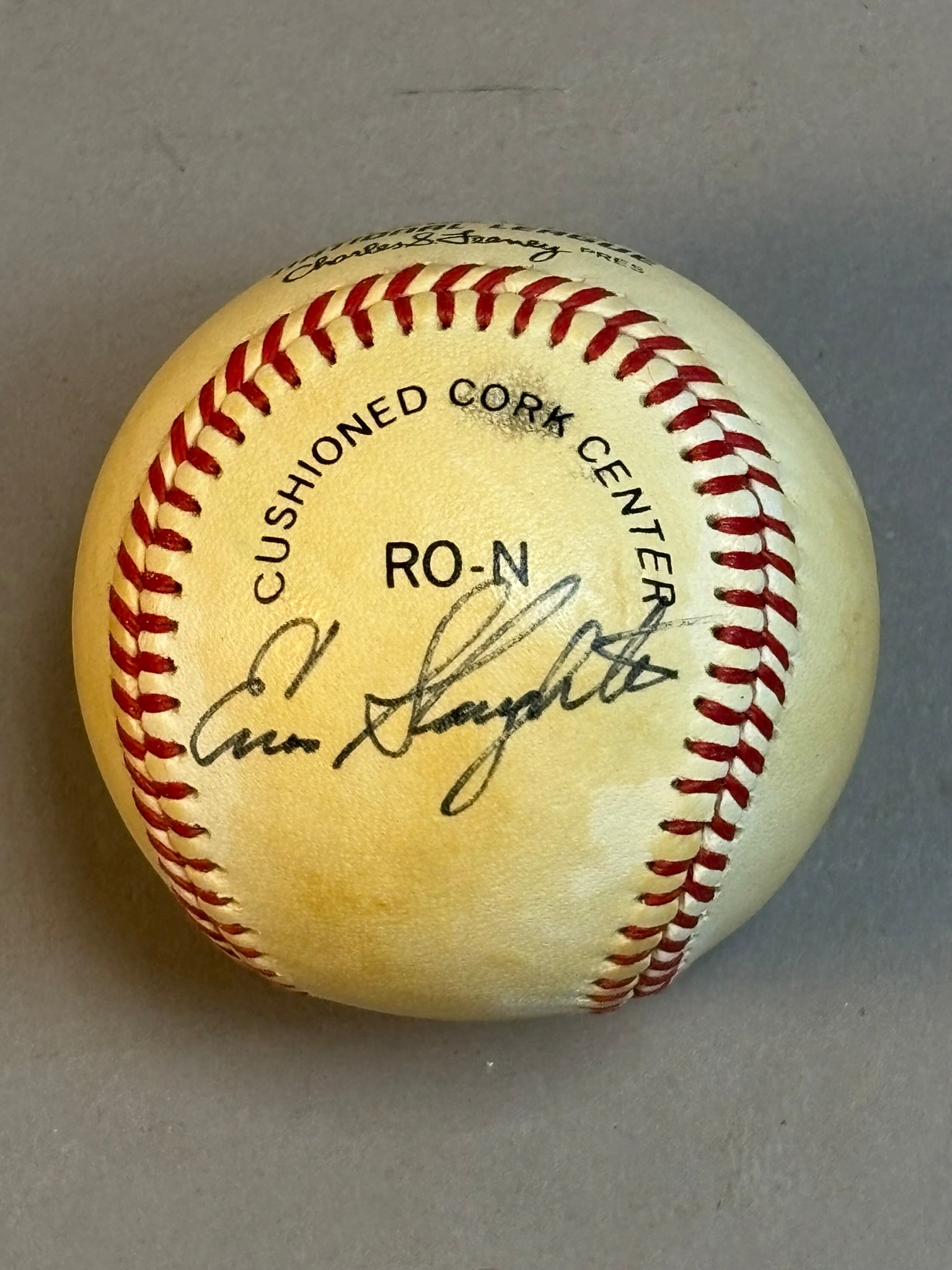 Enos Slaughter Single Signed Rawlings ONL Baseball - 3