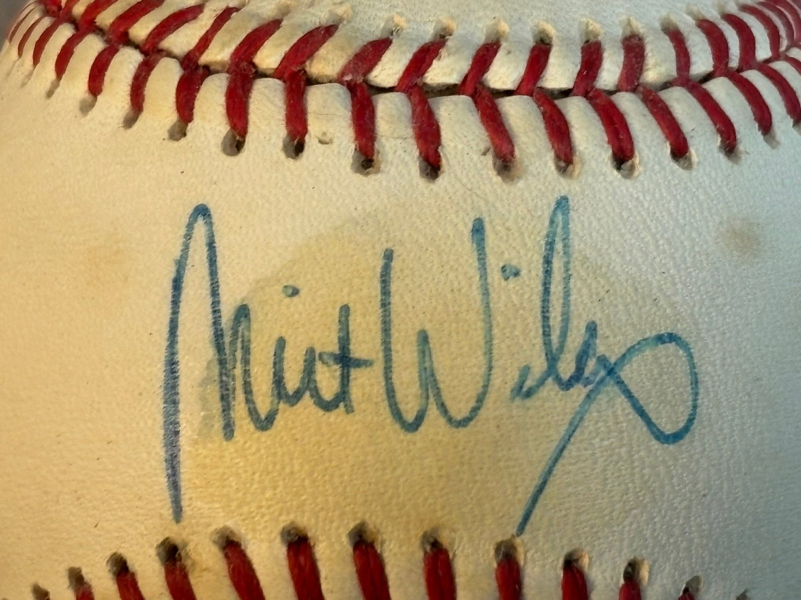 Milt Wilcox Single Signed Rawlings Brown Baseball: Nice strong signature. Light wear and toning as shown.