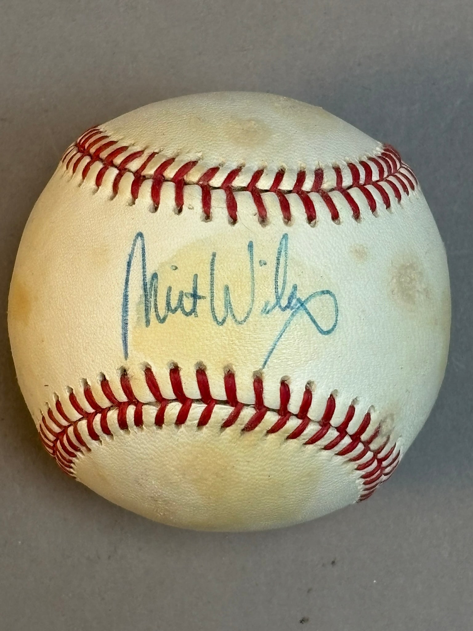 Milt Wilcox Single Signed Rawlings Brown Baseball - 6