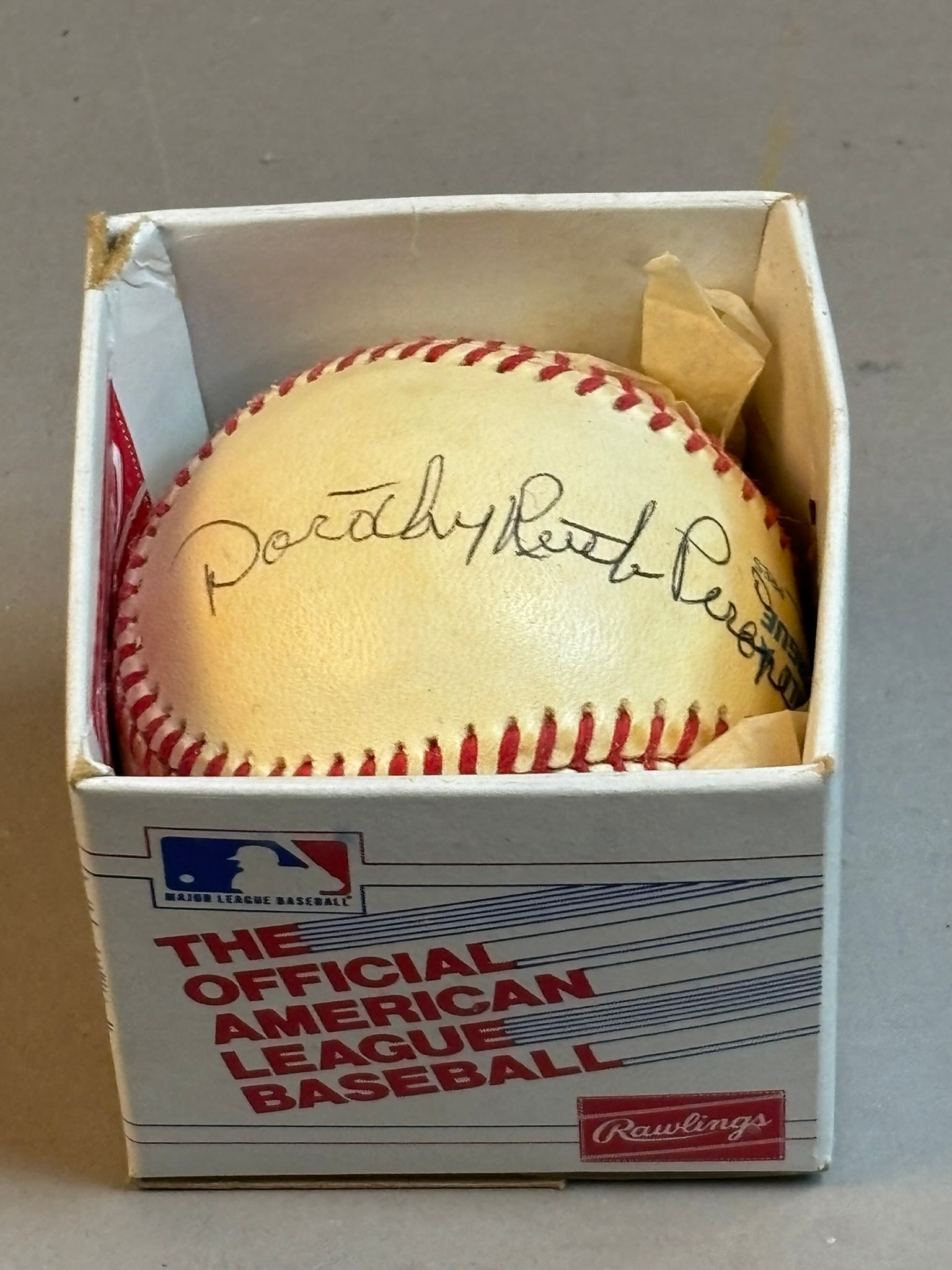 Babe Daughter Dorothy Ruth Pirone Signed Baseball: Great original Bobby Brown Haiti ball signed by Babe Ruth's daughter.