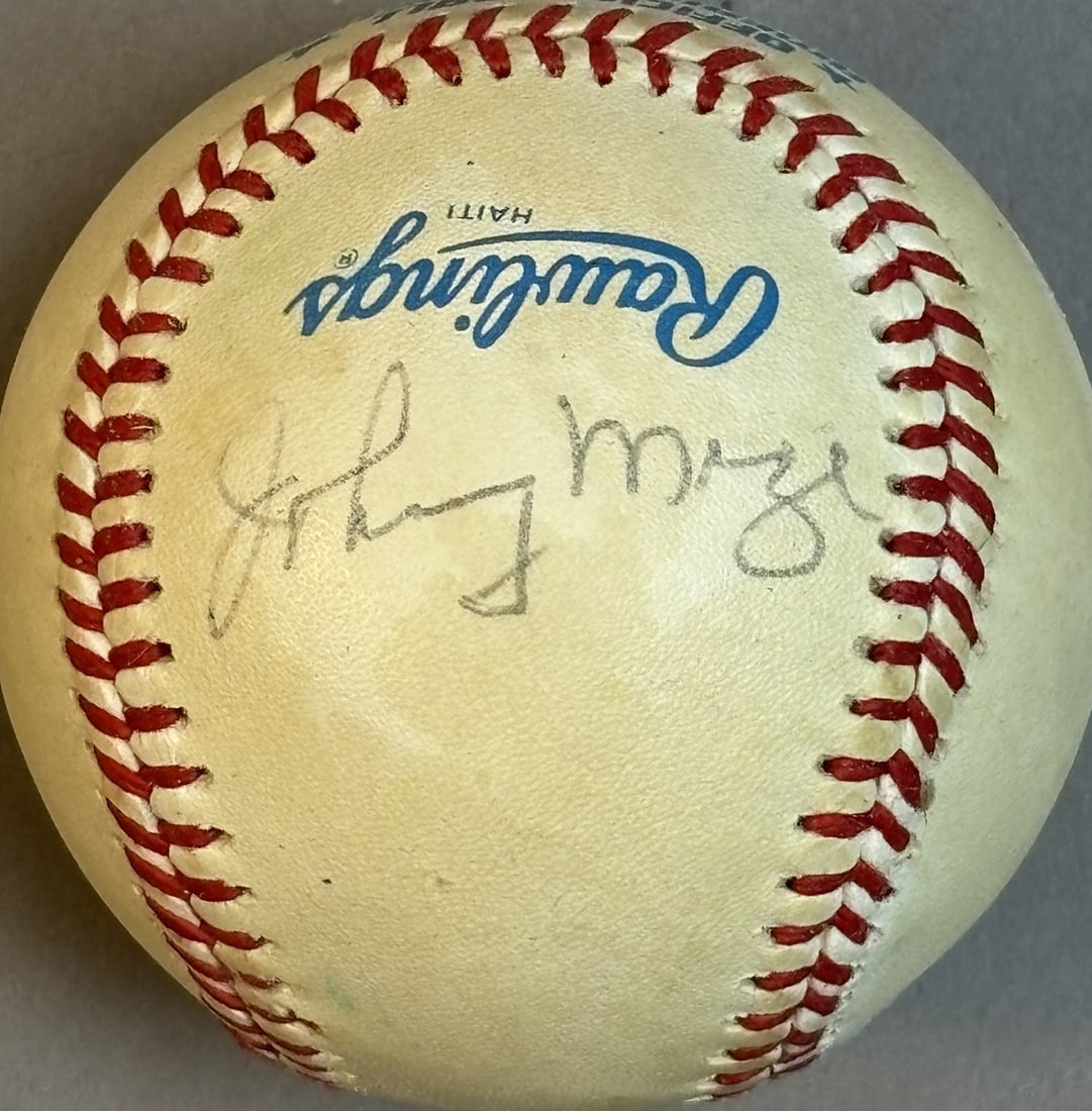 Rawlings Haiti Johnny Mize Signed Brown OAL Ball: Great single signed ball by Mize.