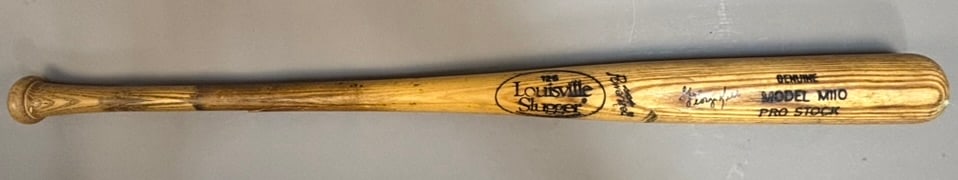George Kell Signed Game Used M110 Baseball Bat: 34.5" in length x 34.3 ounces. Game used bat (not stating it's Kells), just a pro stock model M110 bat. Ink on handle "52" - see all photos.