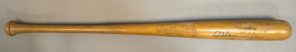Al Kaline Model & Signed H&B 125 34" Baseball Bat: Great original 34" store model Al Kaline model bat with a strong dark blue ink signature as shown! Great display piece overall.