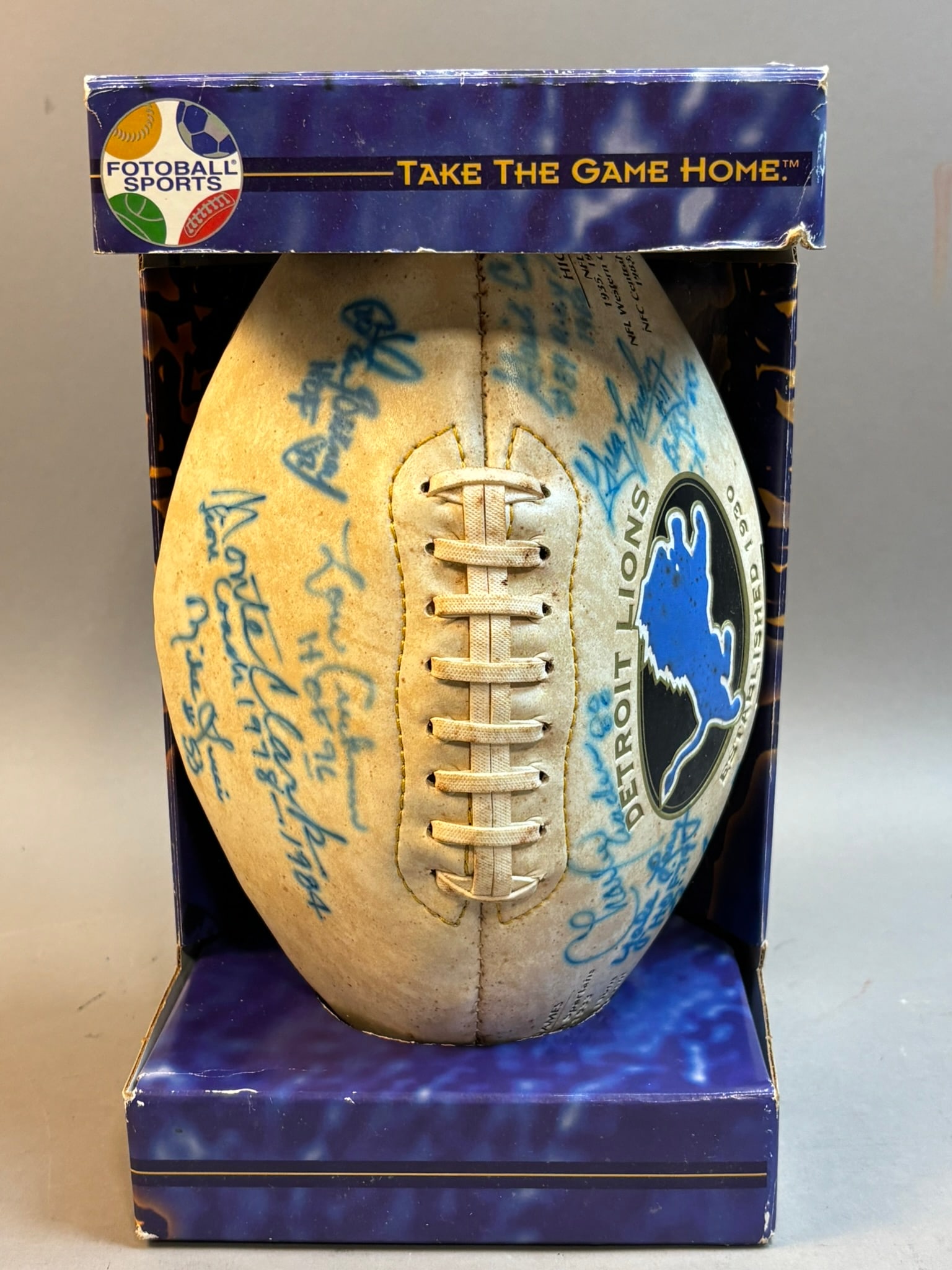 Detroit Lions Signed Football 10 Autos Sims Lary (1 of 15)