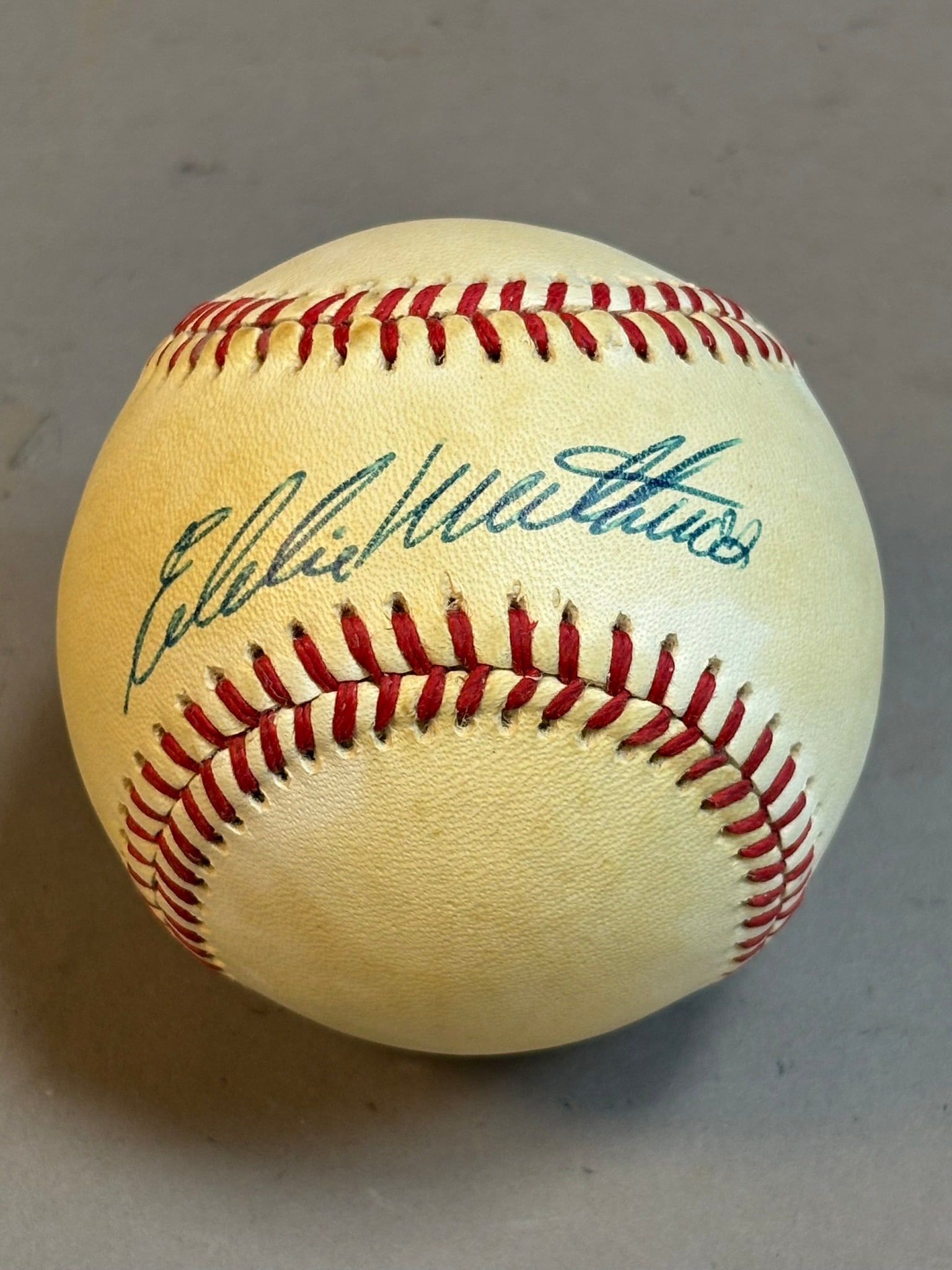 Eddie Mathews Rawlings Feeney Signed Haiti Ball: PLEASE SEE ALL PHOTOS AND USE THEM AS A BETTER IDEA ON DESCRIPTION! ASK ANY QUESTIONS! PLEASE NOTE WE OFFER IN HOUSE SHIPPING & HAVE BIDDING AVAILABLE ON OUR OWN WEBSITE! If you win on LIVE