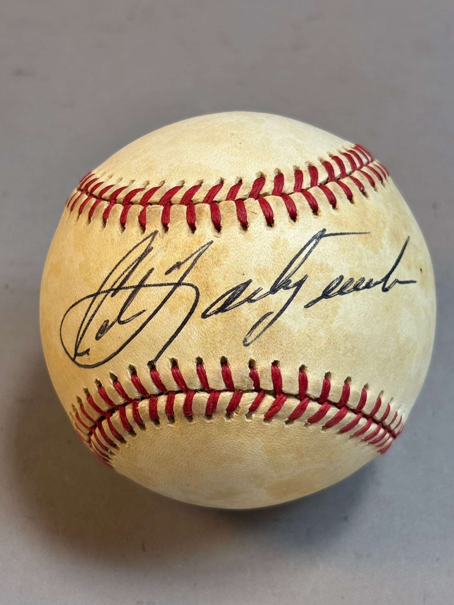 Carl Yastrzemski Single Signed Rawlings Brown Ball: Haiti - PLEASE SEE ALL PHOTOS AND USE THEM AS A BETTER IDEA ON DESCRIPTION! ASK ANY QUESTIONS! PLEASE NOTE WE OFFER IN HOUSE SHIPPING & HAVE BIDDING AVAILABLE ON OUR OWN WEBSITE! If you win on LIVE