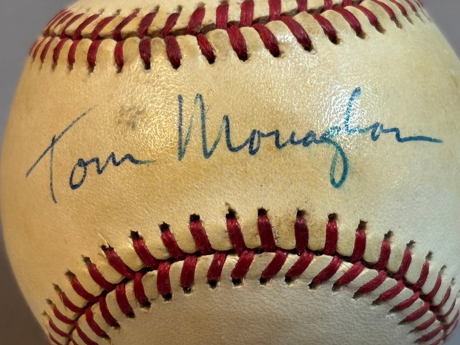 Tom Monaghan Signed Rawlings Haiti Brown Baseball - 2