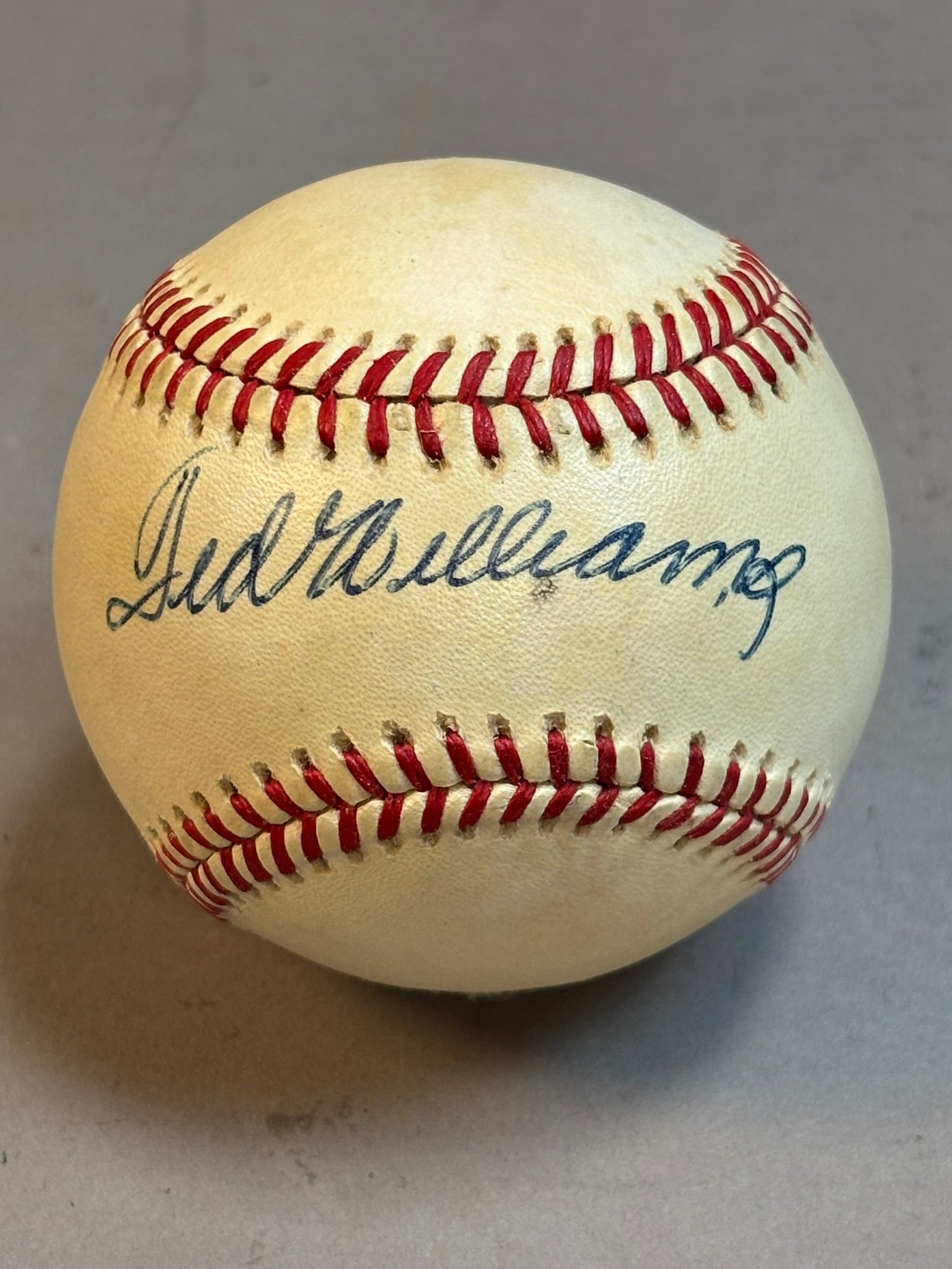 Ted Williams Single Signed Rawlings Brown Ball: Nice original HAITI ball. PLEASE SEE ALL PHOTOS AND USE THEM AS A BETTER IDEA ON DESCRIPTION! ASK ANY QUESTIONS! PLEASE NOTE WE OFFER IN HOUSE SHIPPING & HAVE BIDDING AVAILABLE ON OUR OWN WEBSITE! If