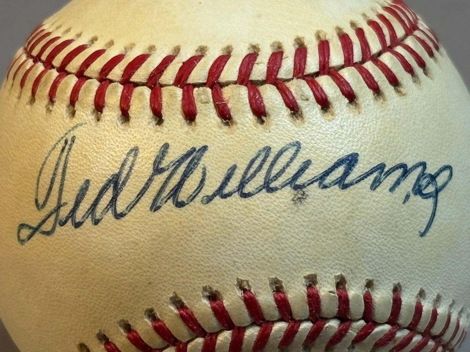 Ted Williams Single Signed Rawlings Brown Ball - 2